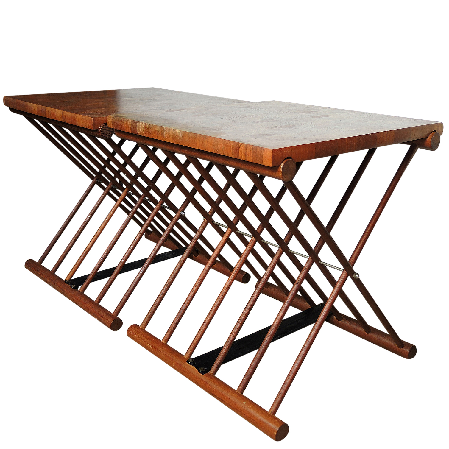 Vintage Danish Modern Style Mandalay Teak Folding Side Tables