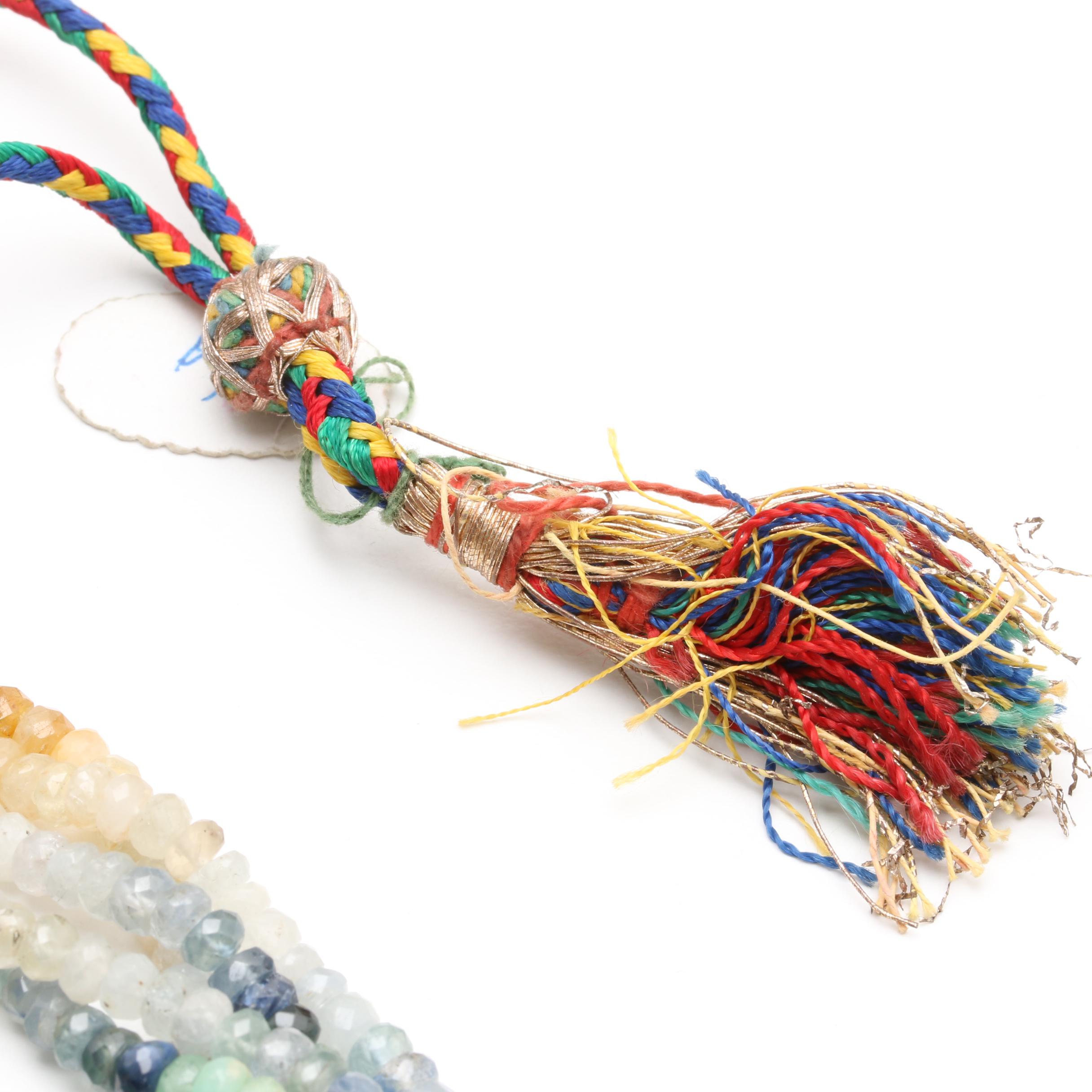 Multi-Strand Emerald, Ruby, and Sapphire Adjustable Necklace