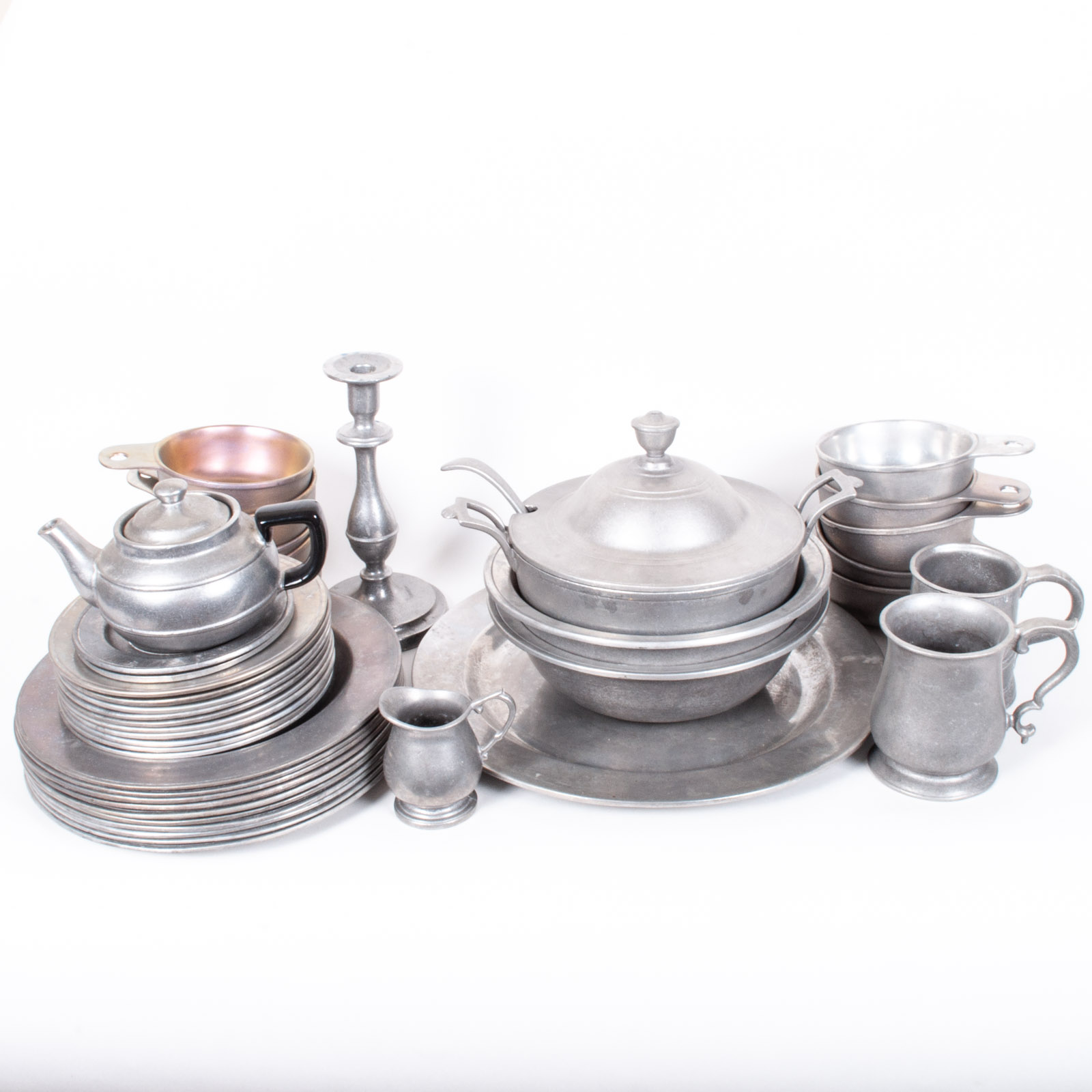 Set of Wilton Armetale "Plough Tavern" Pewter Dinnerware and Serveware