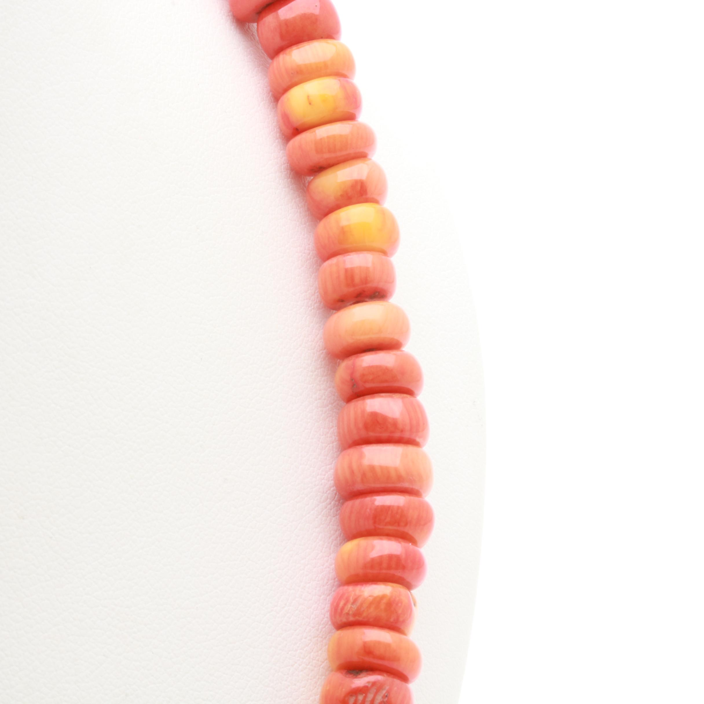 Coral Flat Bead Necklace