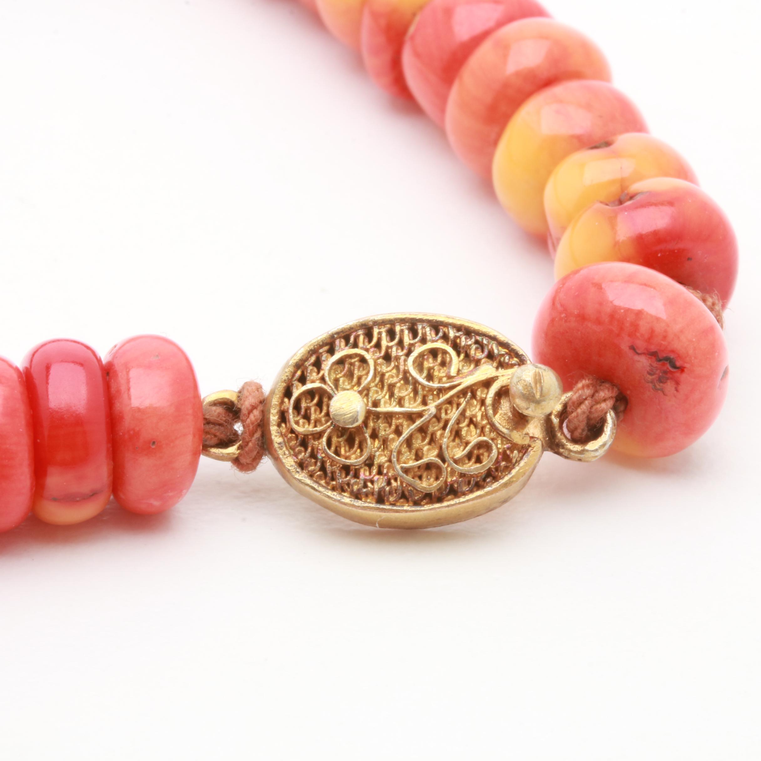 Coral Flat Bead Necklace