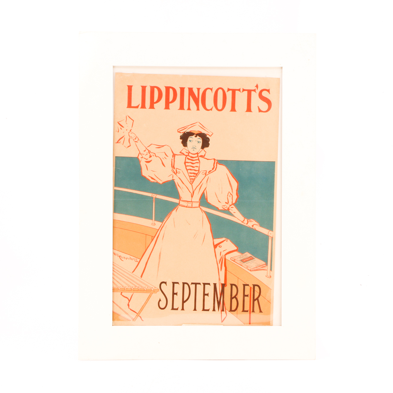 Antique Lithograph Print after Will Carqueville for Lippincotts's Novels