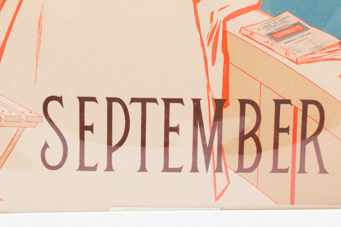 Antique Lithograph Print after Will Carqueville for Lippincotts's Novels