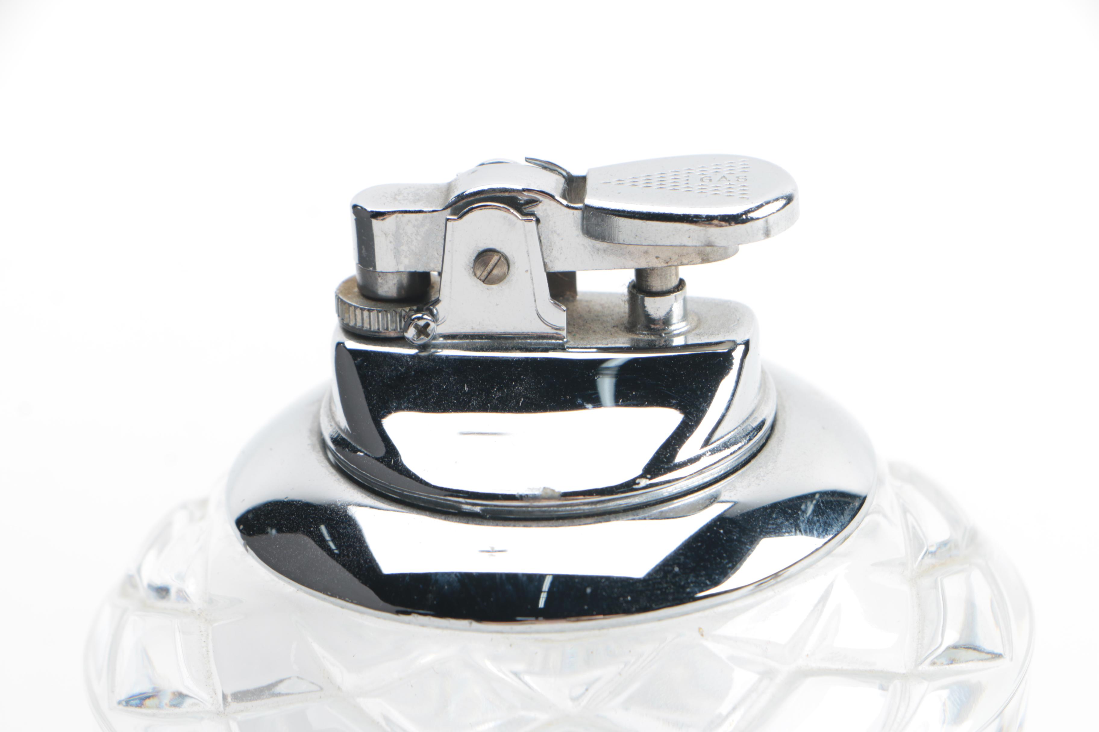 Vintage Frank M. Whiting Sterling and Princess House Crystal Table Lighters