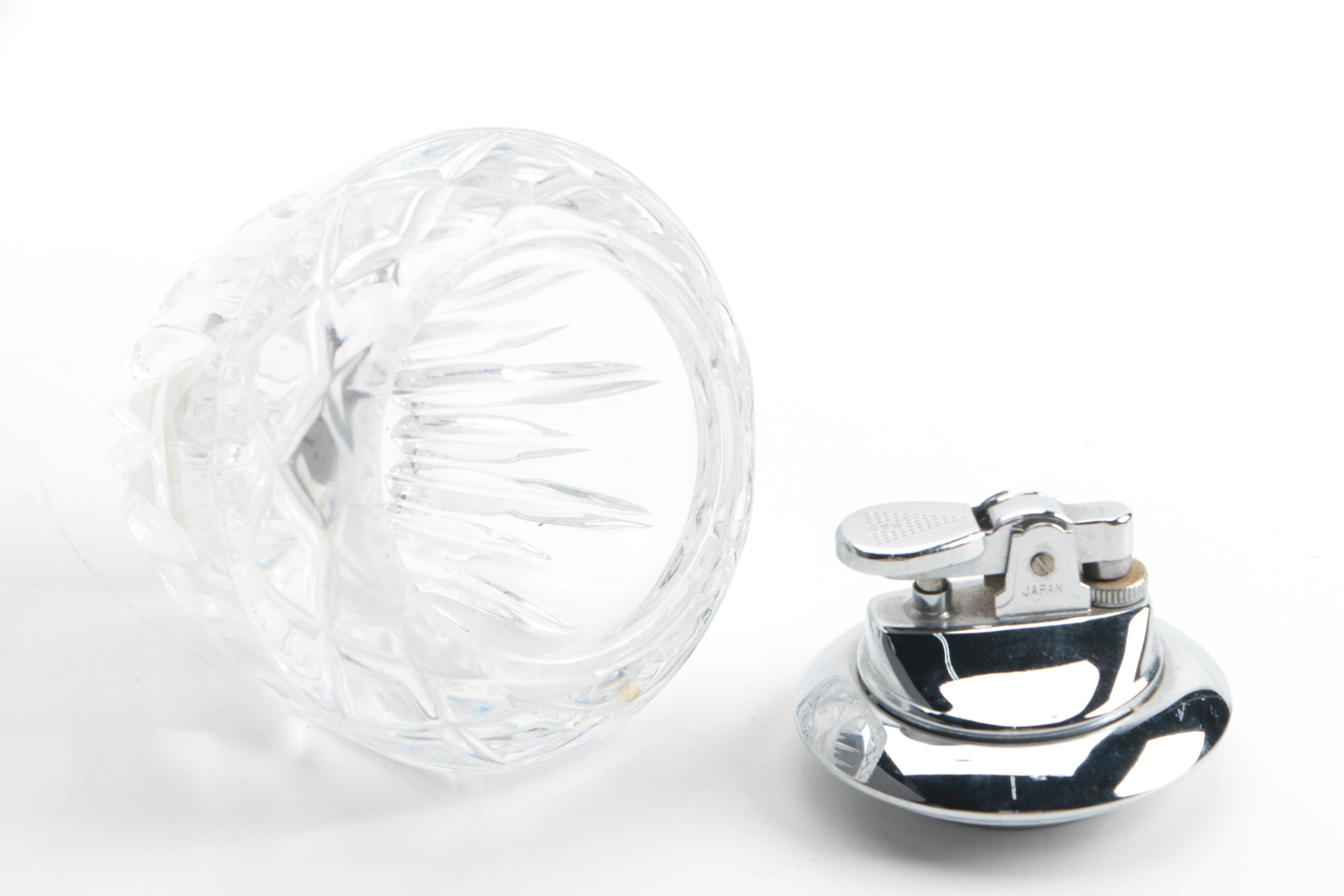 Vintage Frank M. Whiting Sterling and Princess House Crystal Table Lighters