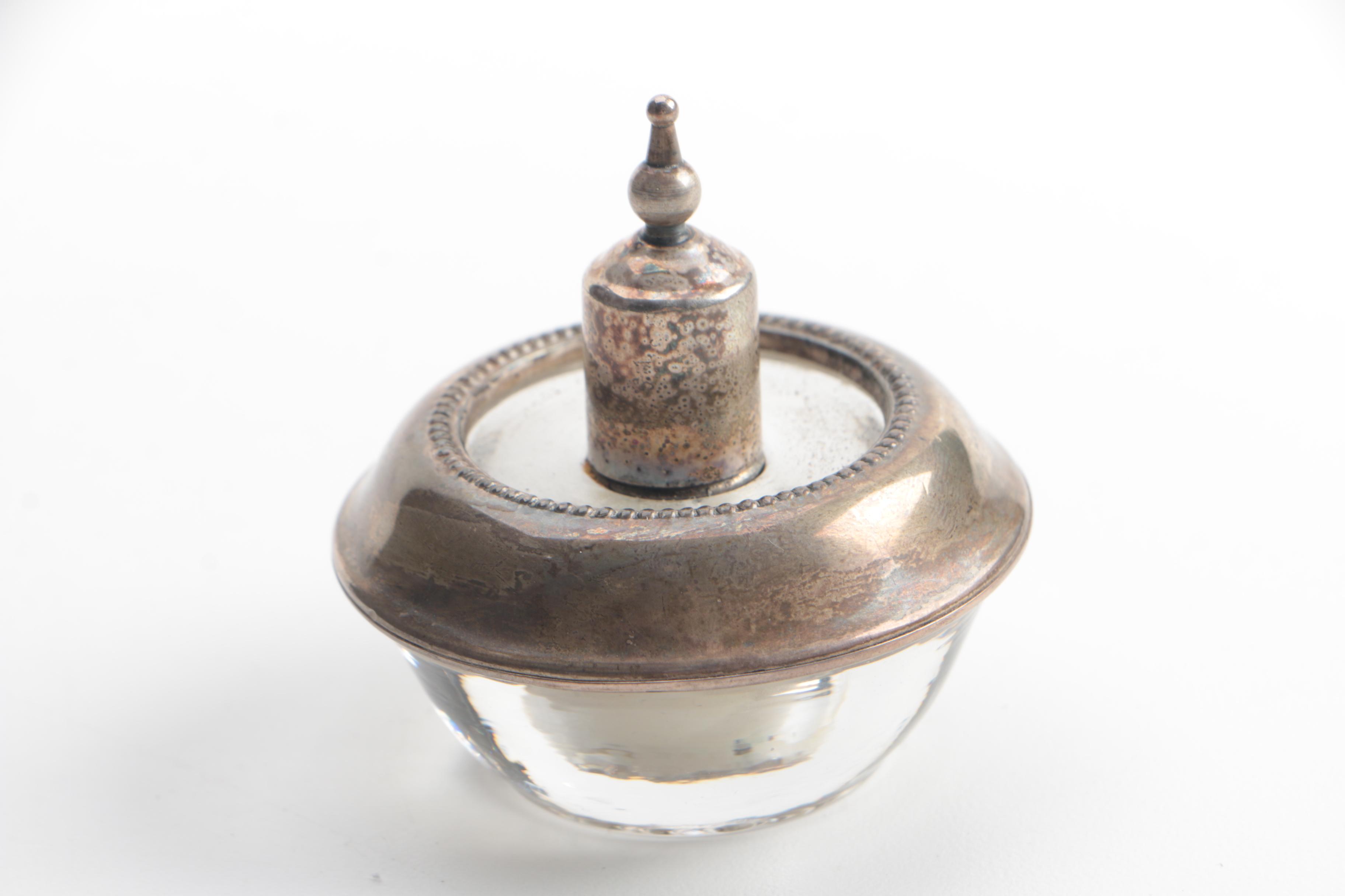 Vintage Frank M. Whiting Sterling and Princess House Crystal Table Lighters