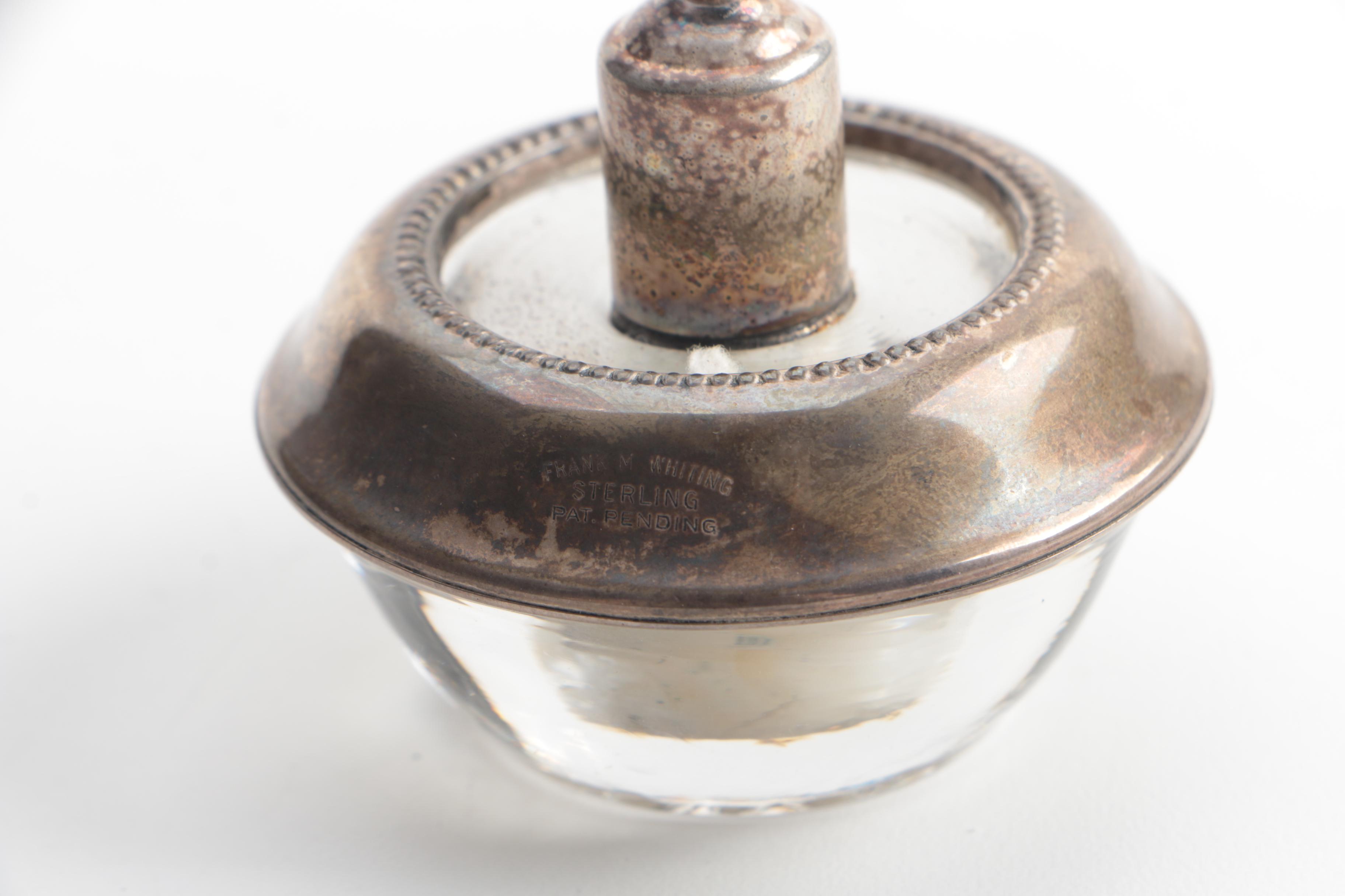 Vintage Frank M. Whiting Sterling and Princess House Crystal Table Lighters