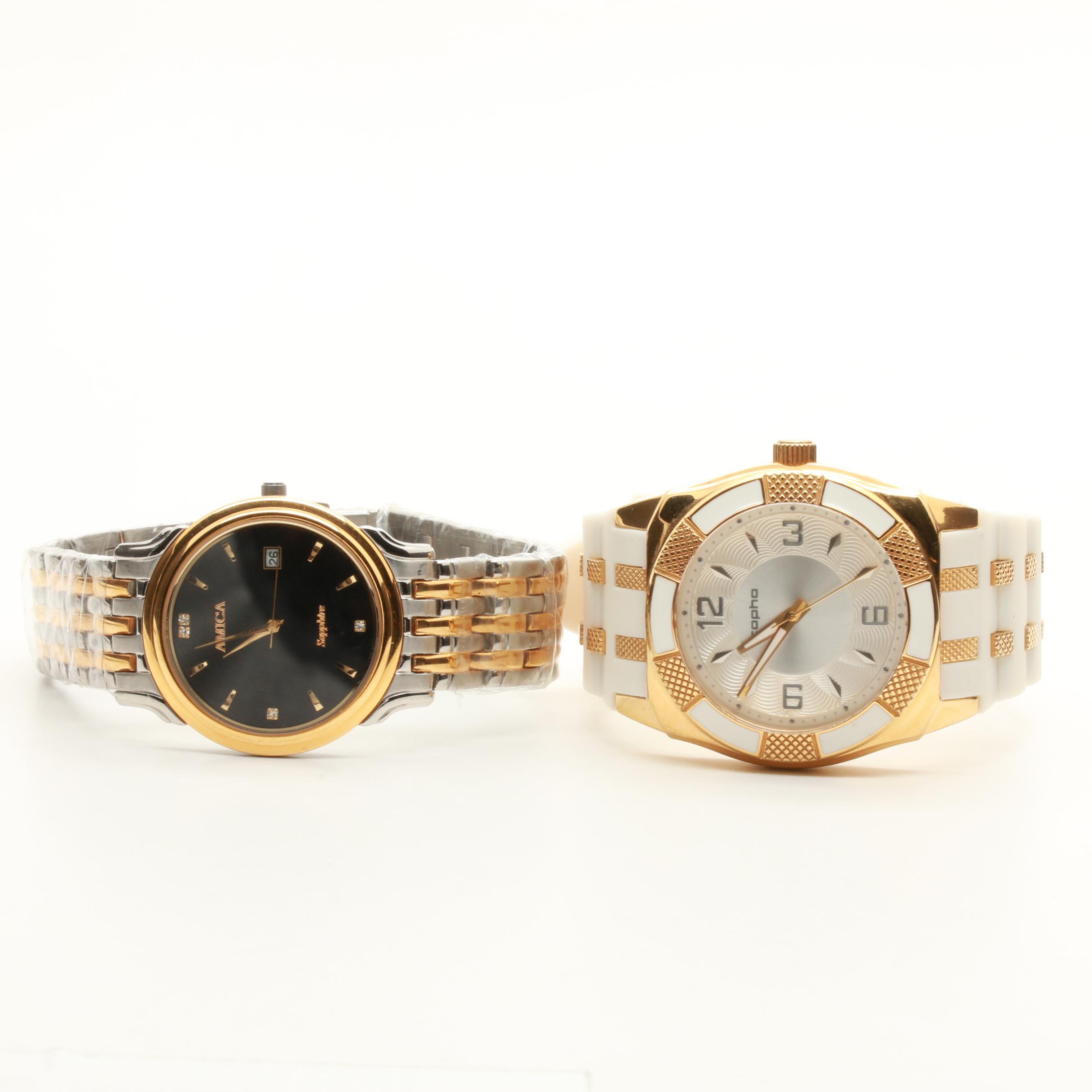 Gold Tone Stainless Steel Copha and Amica Watches