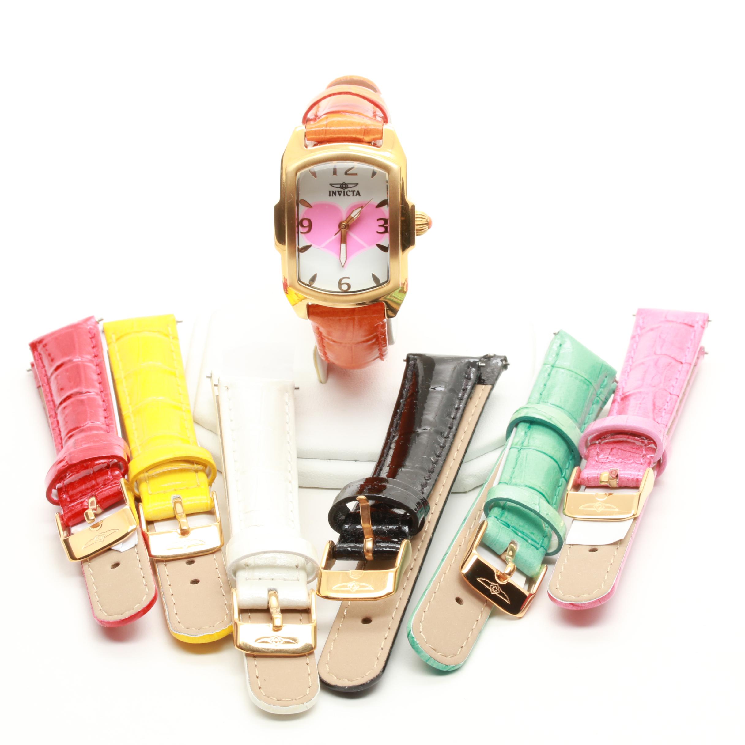 Invicta Peace & Love Gold Tone Stainless Steel Watch with Strap Assortment