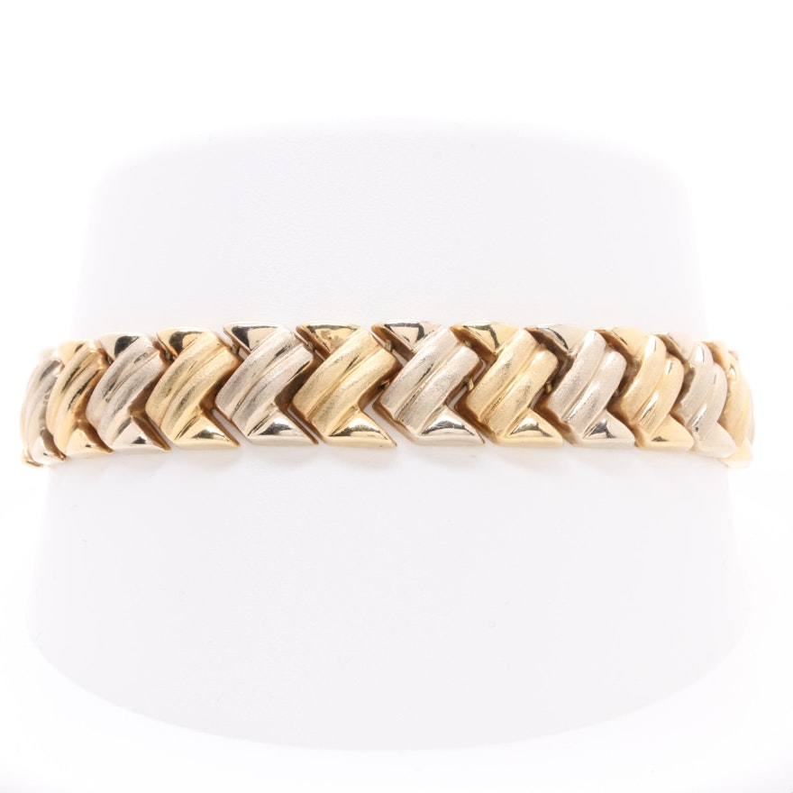 14K White and Yellow Gold Two Tone Bracelet