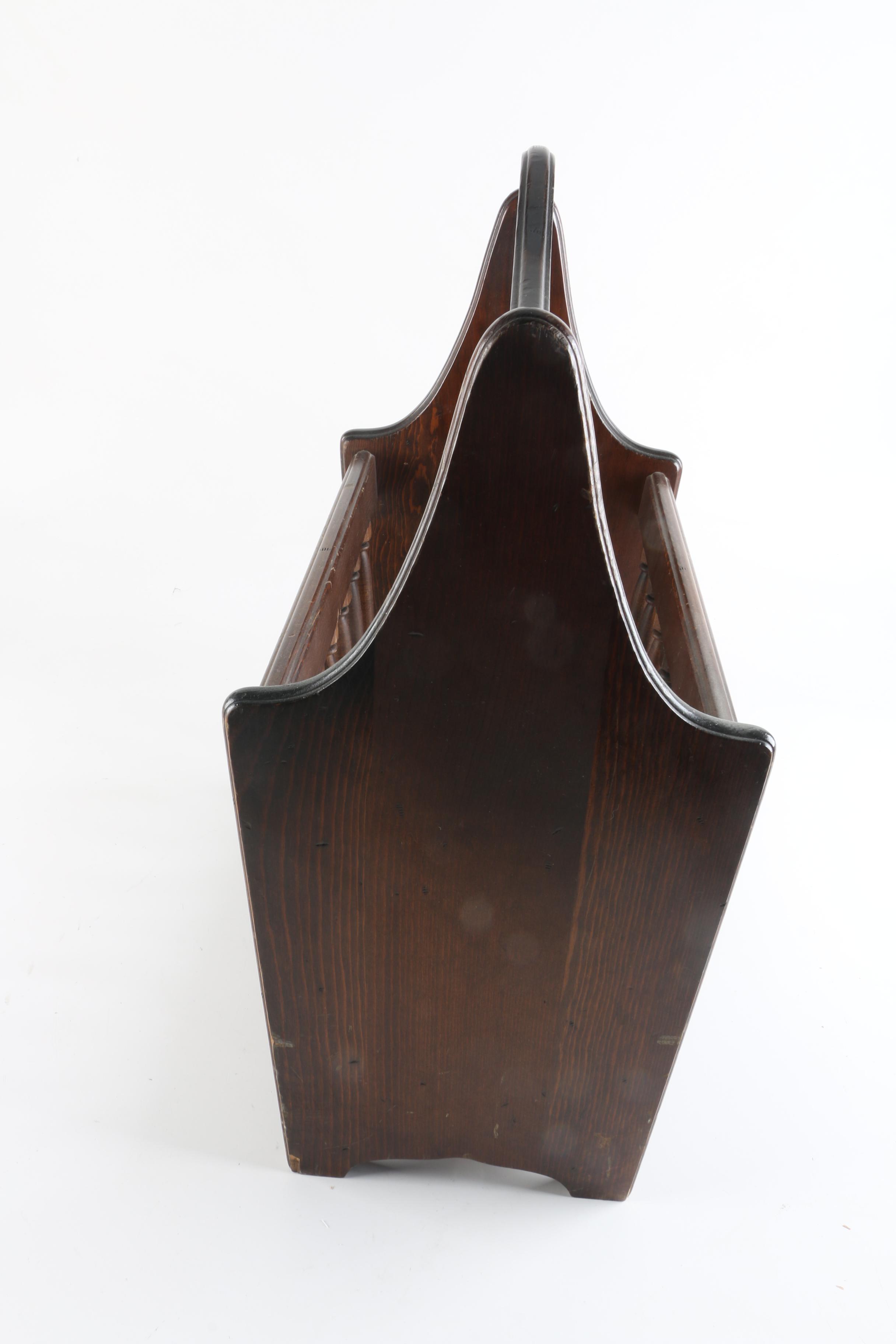 Vintage Wooden Spindled Magazine Rack