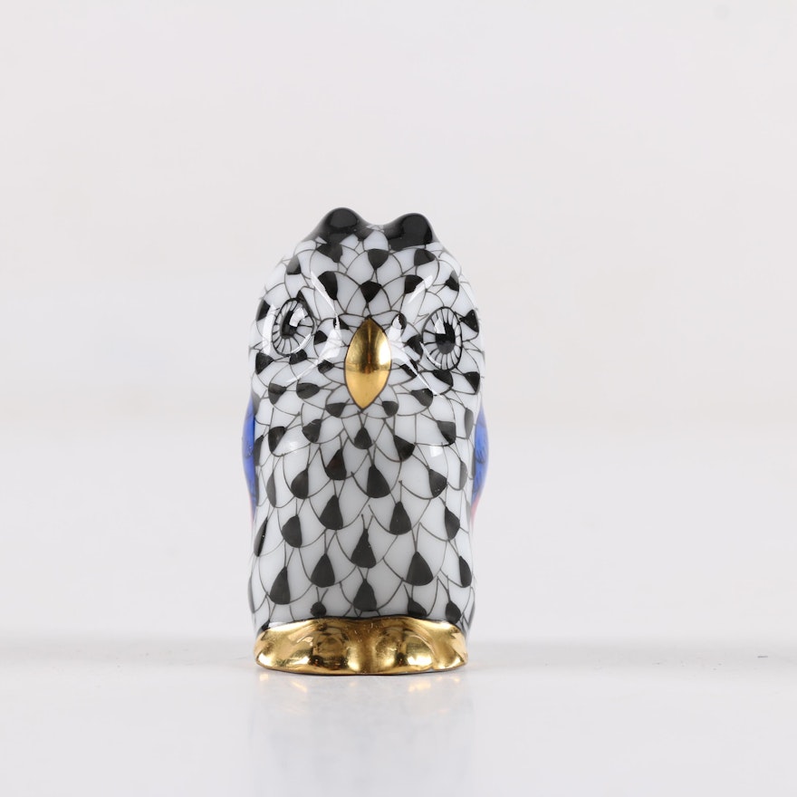 Herend Hand-Painted Porcelain Owl Figurine