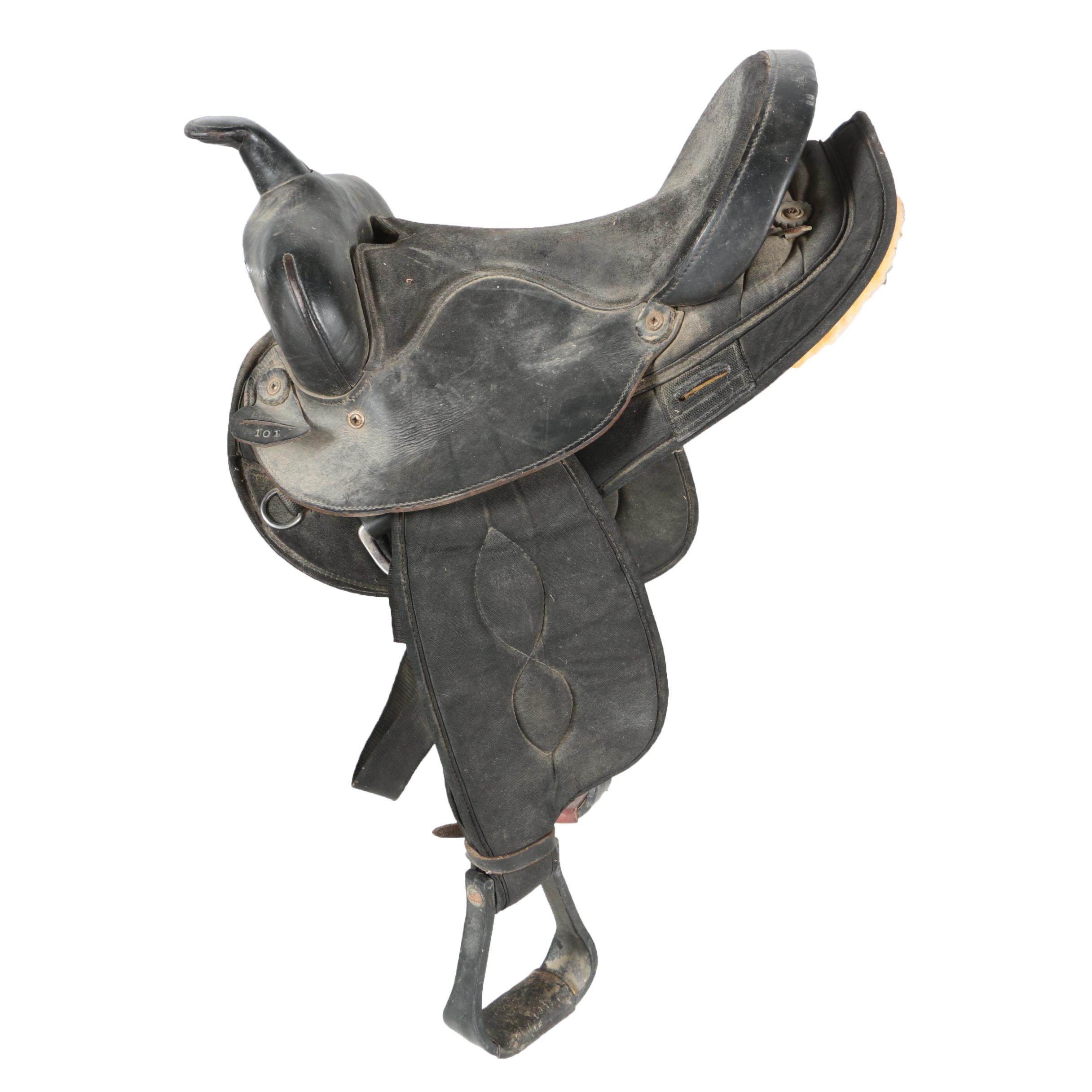 Big Horn 101 Black Leather and Synthetic Western Trail Saddle