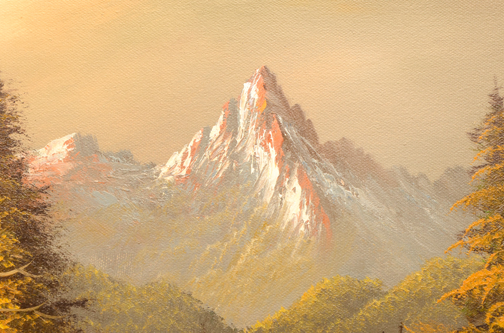 L. Wagner Oil Painting on Canvas of Mountain Landscape