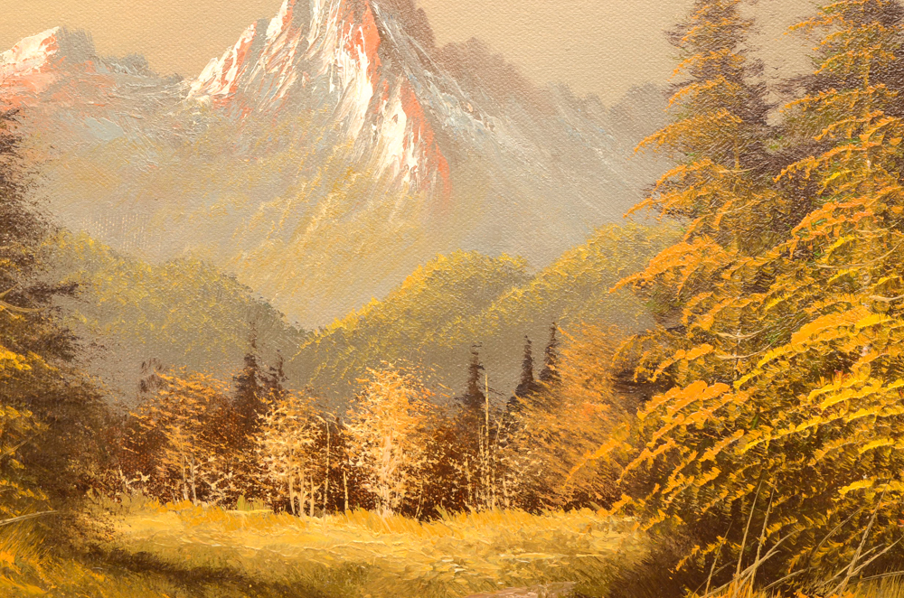 L. Wagner Oil Painting on Canvas of Mountain Landscape