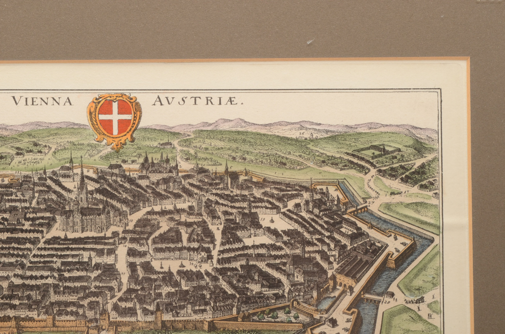 Hand-colored Lithograph after Matthaus Merian the Elder Engraving of Vienna