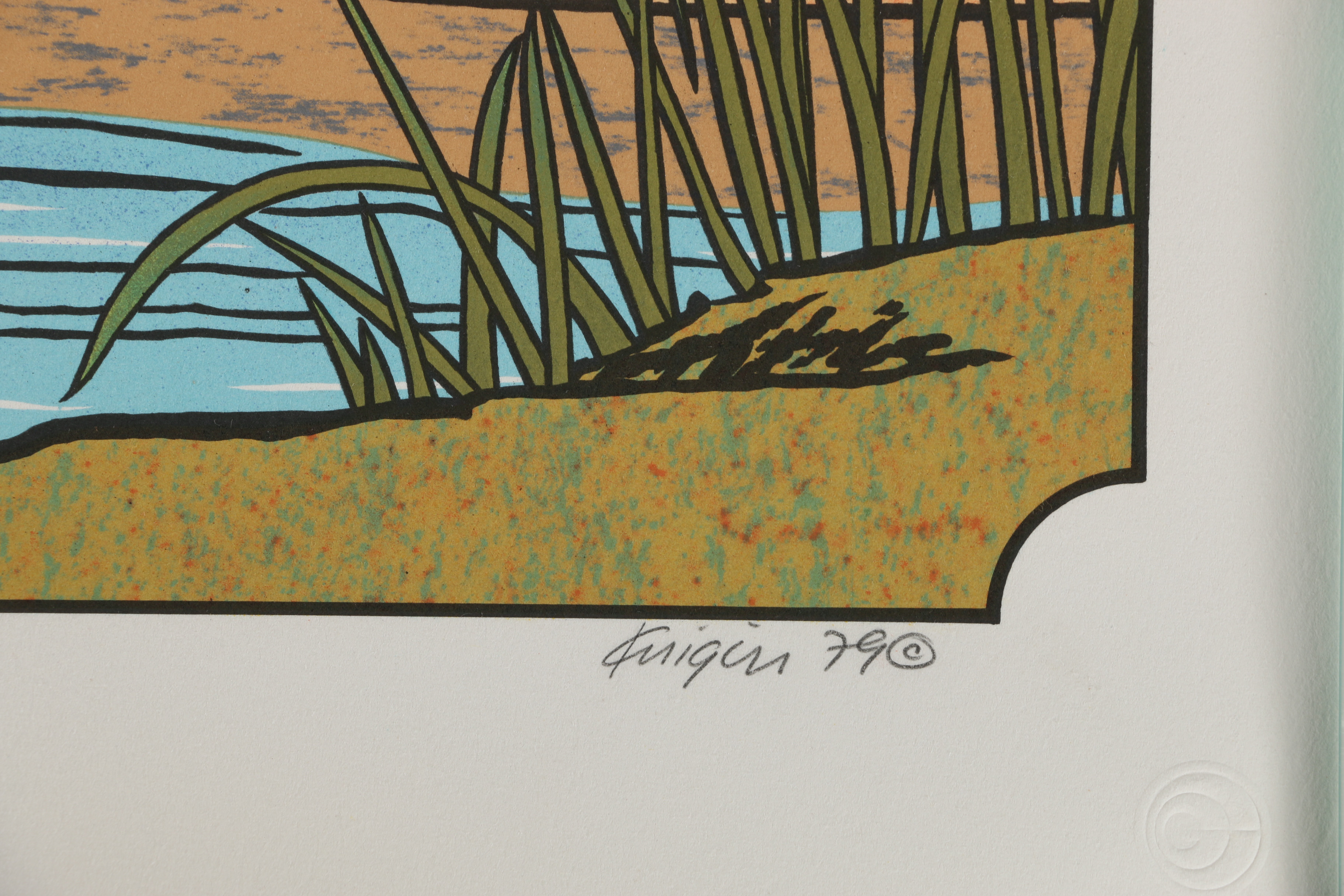 Michael Knigin Lithograph "Gathering Lotus Flowers"