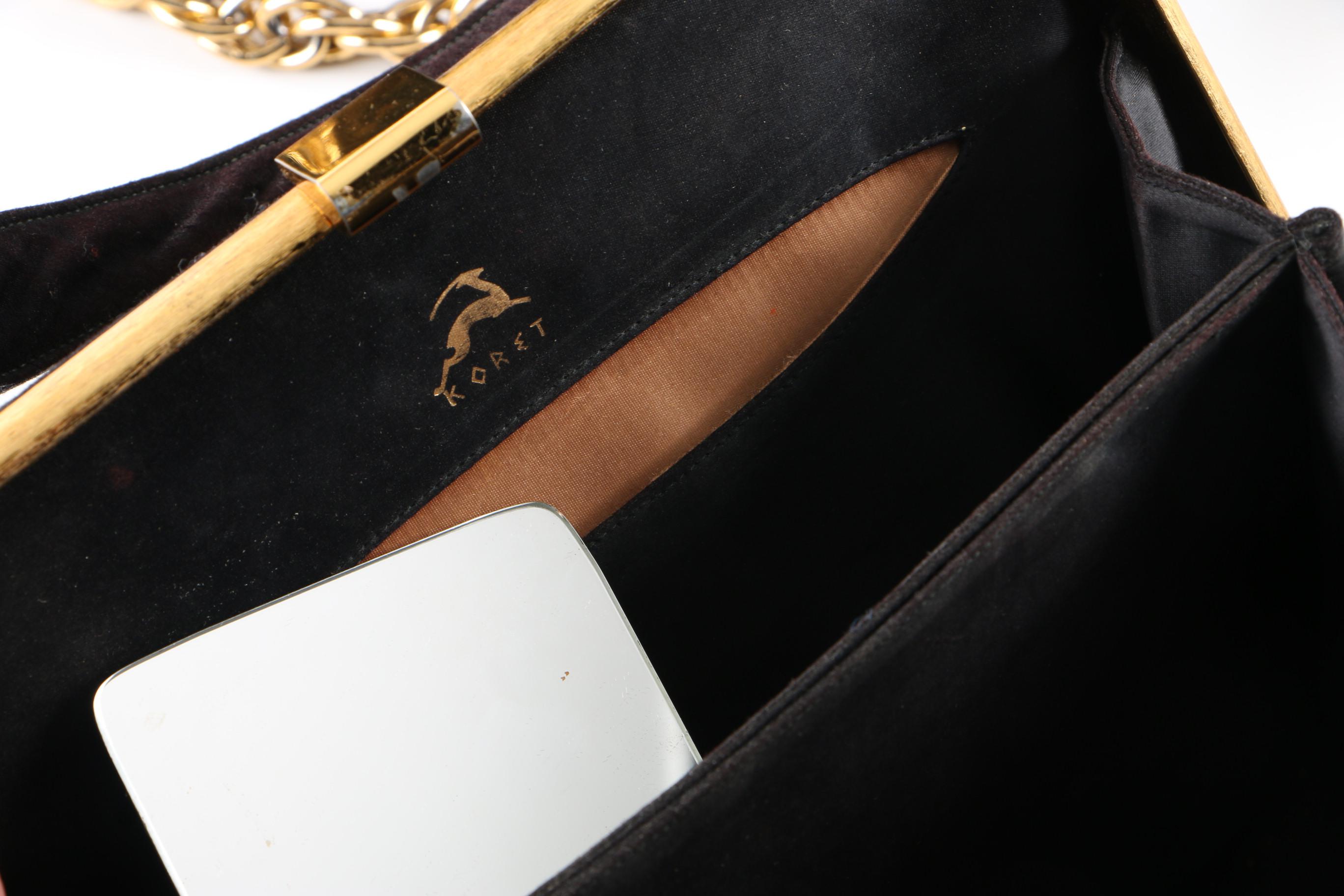 Vintage Koret Black Leather and Fabric Handbags