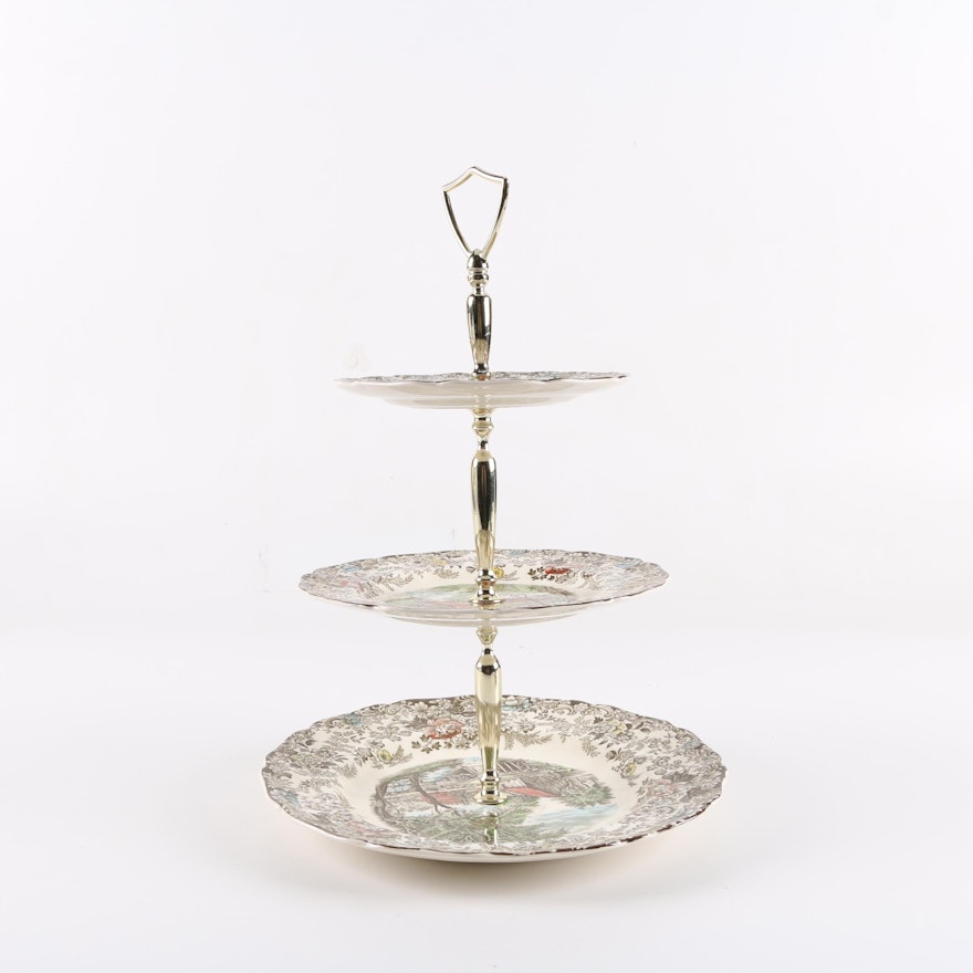 Johnson Brothers "Mill Stream" Three-Tiered Serving Tray