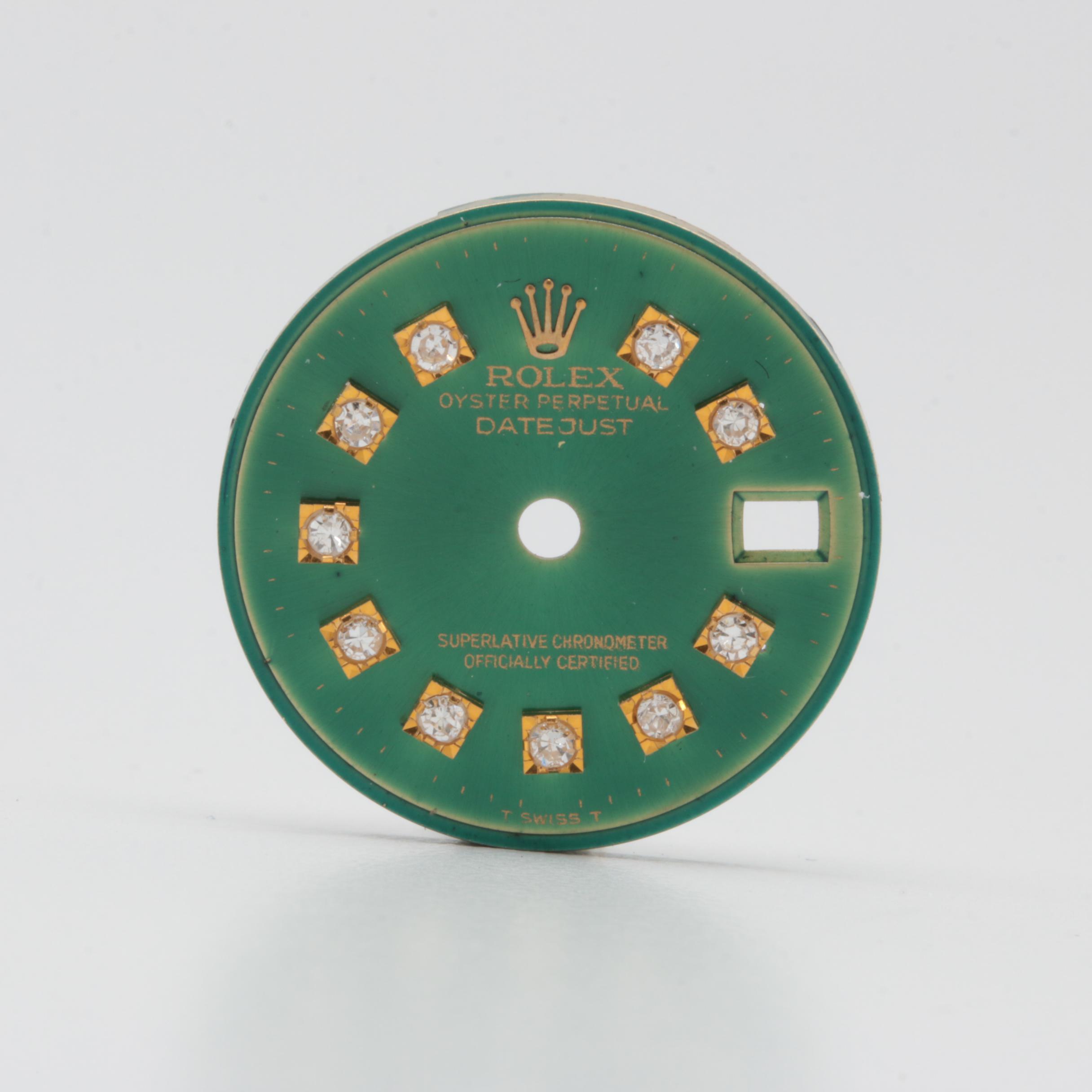 Rolex Oyster Perpetual Datejust Green Dial Set with Diamonds