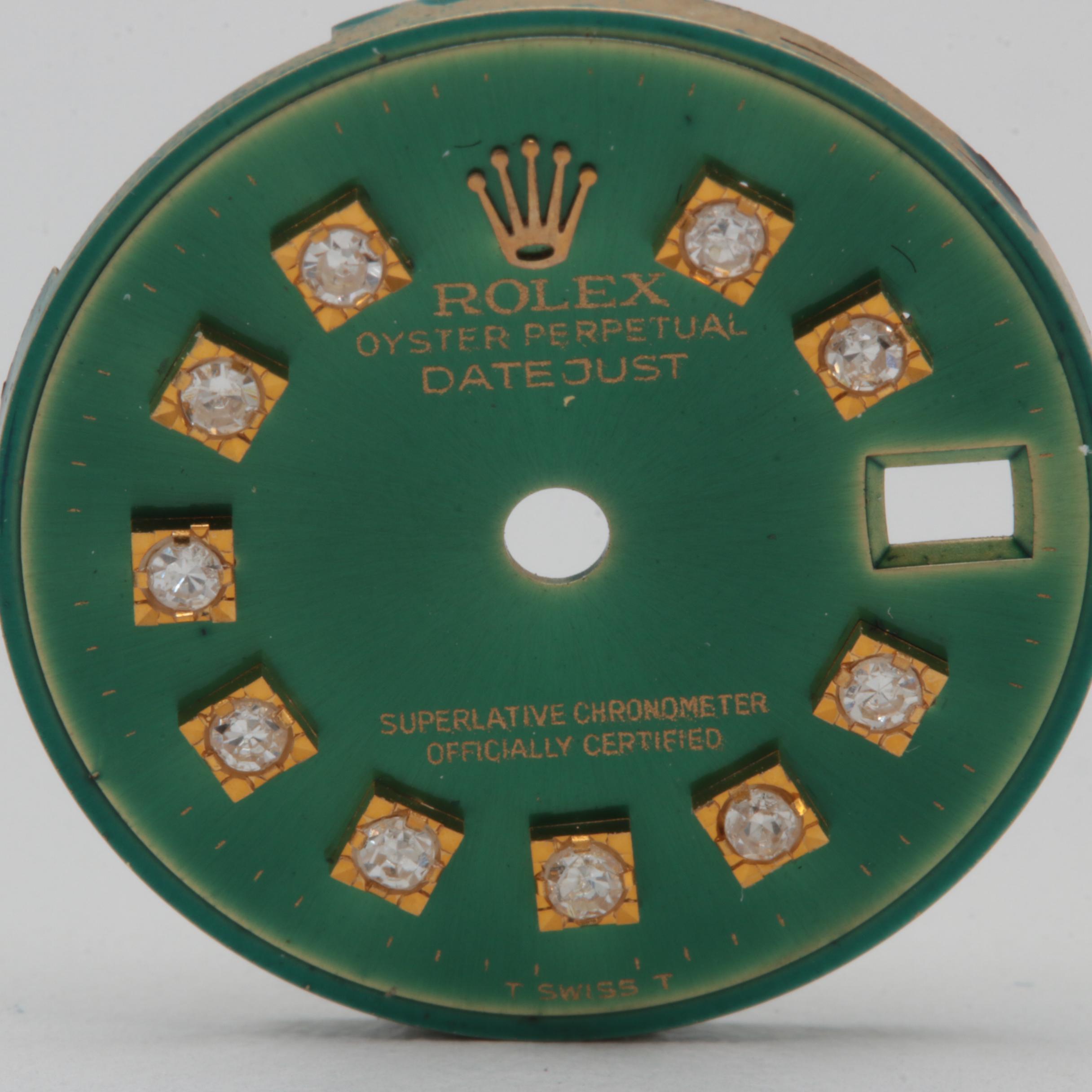 Rolex Oyster Perpetual Datejust Green Dial Set with Diamonds