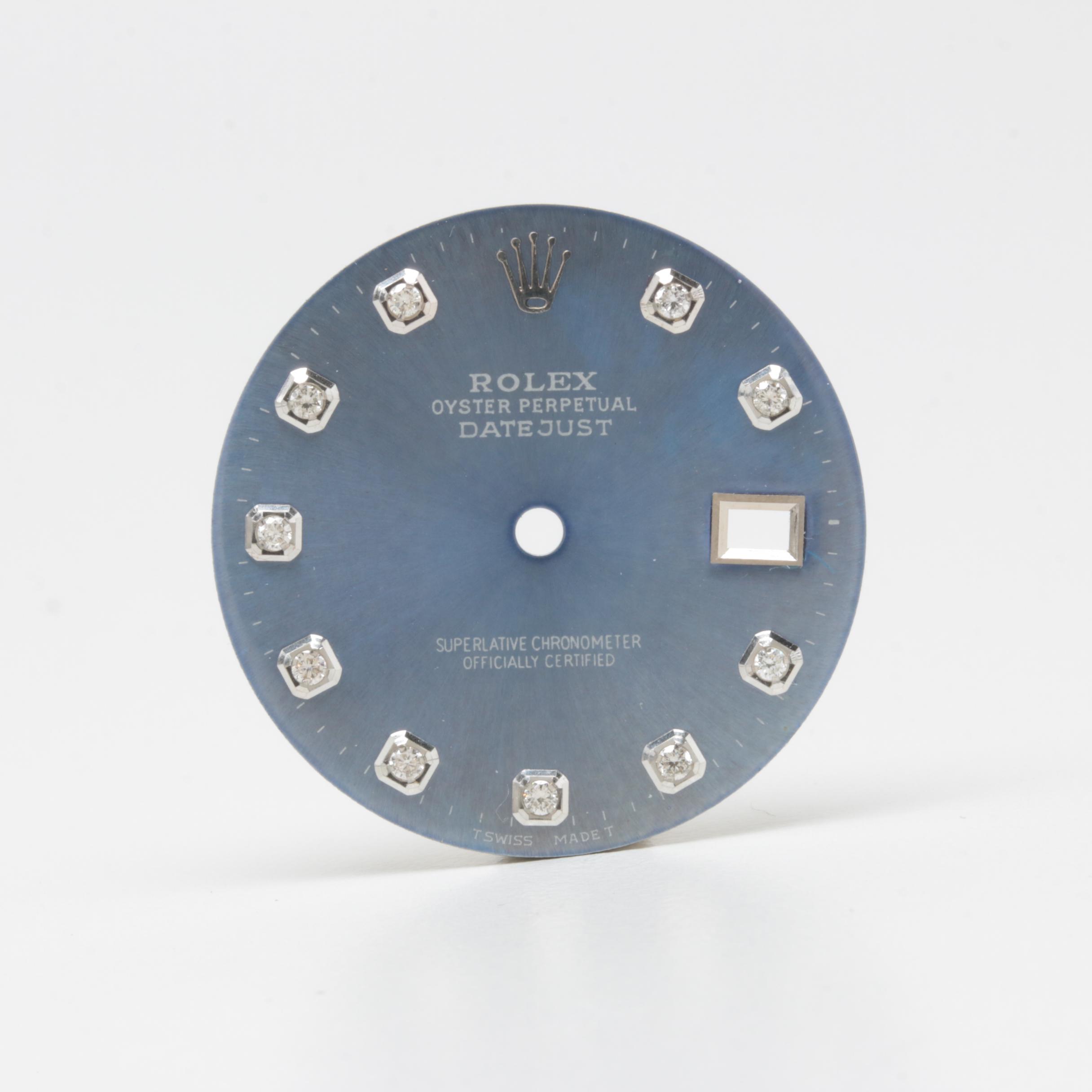 Rolex Oyster Perpetual Datejust Blue Dial Set with Diamonds