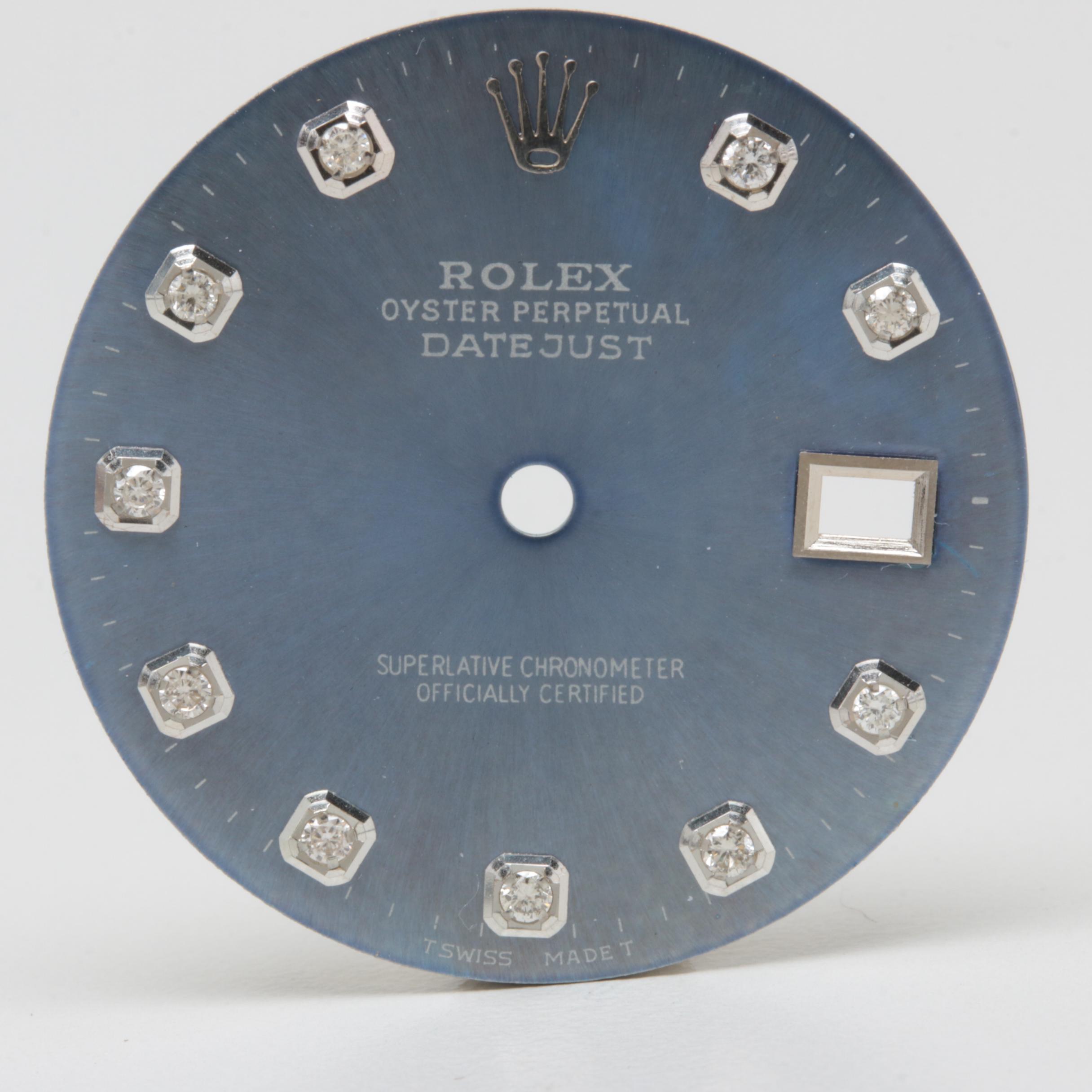 Rolex Oyster Perpetual Datejust Blue Dial Set with Diamonds