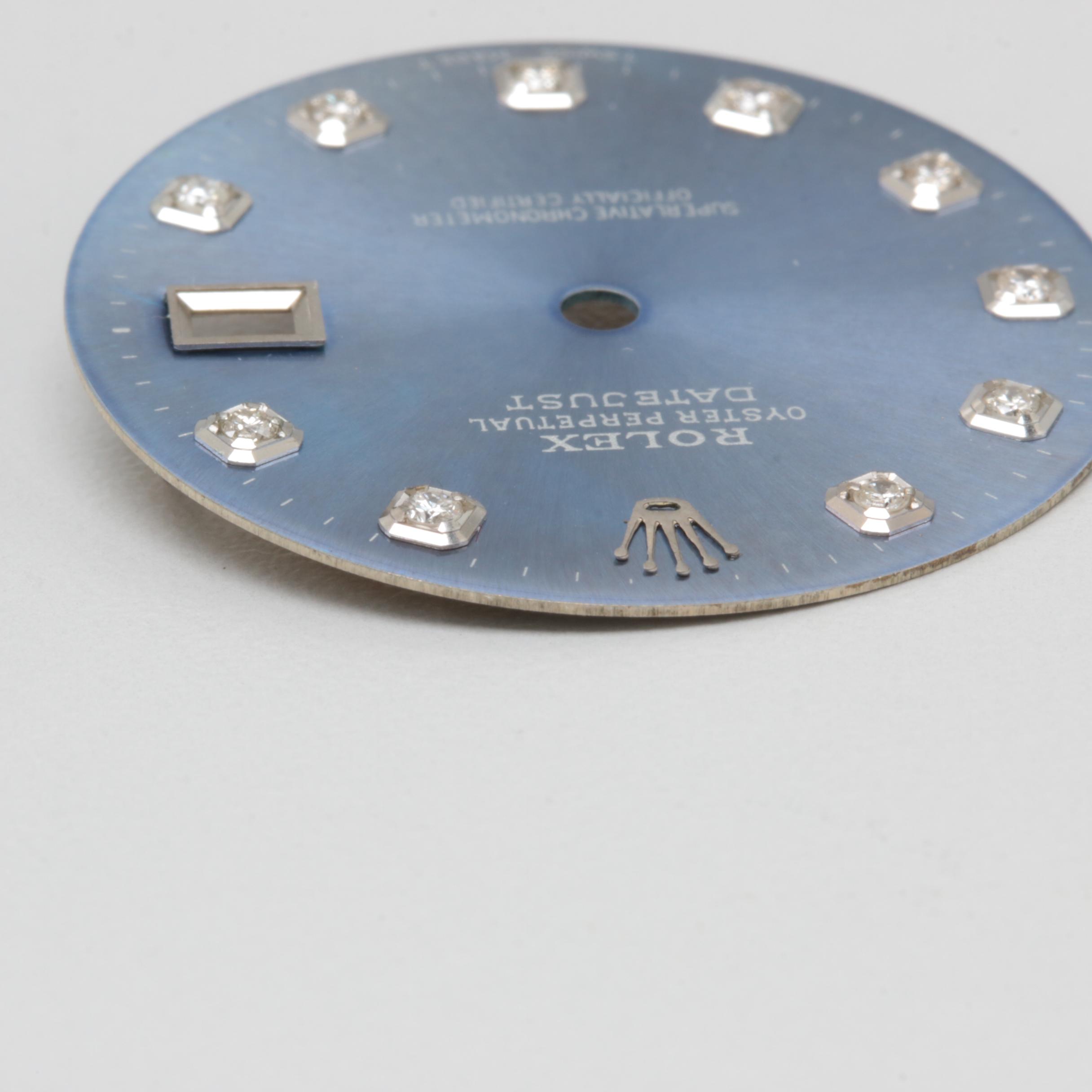 Rolex Oyster Perpetual Datejust Blue Dial Set with Diamonds