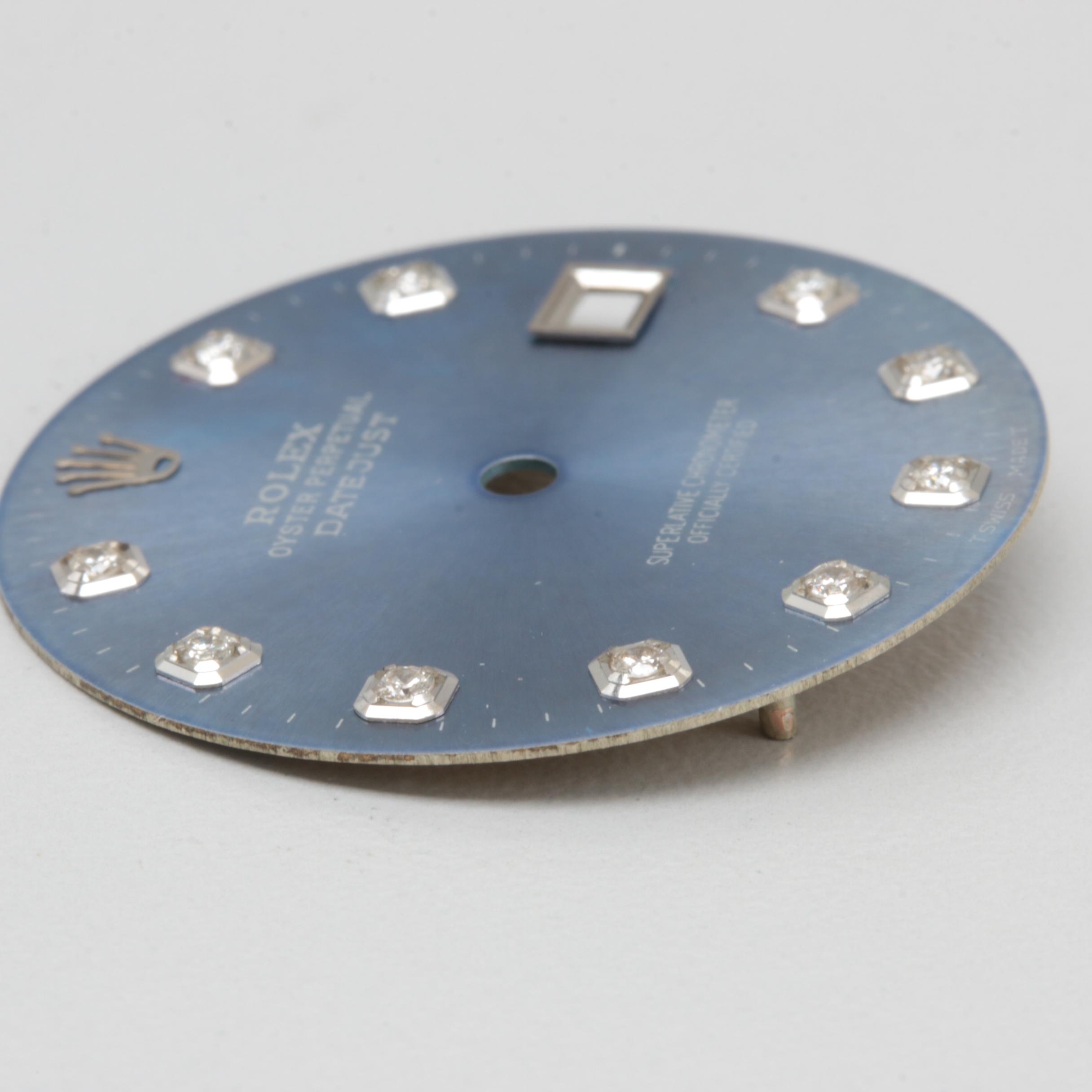 Rolex Oyster Perpetual Datejust Blue Dial Set with Diamonds