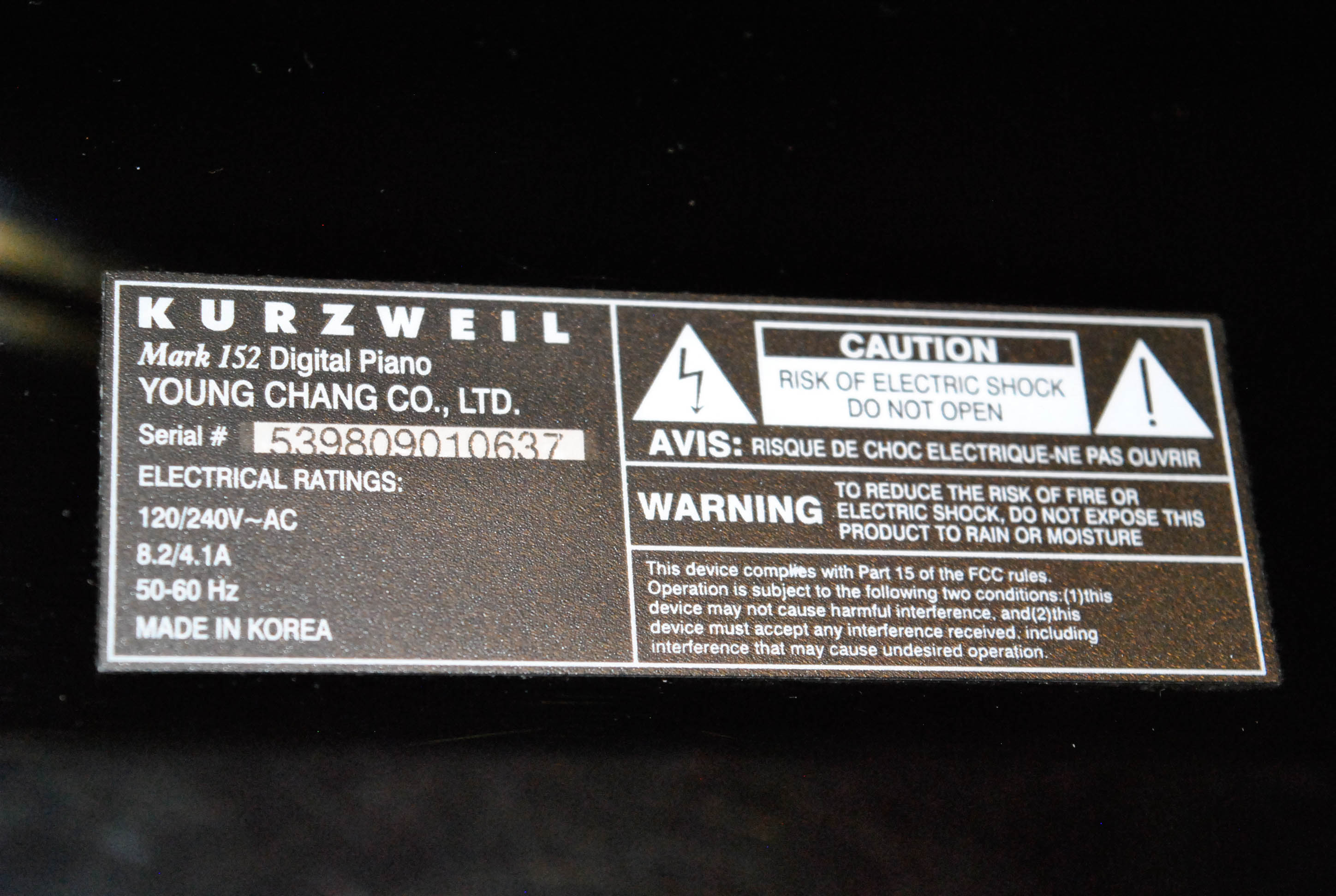 Kurzweil Mark 152 Digital Baby Grand Piano With Bench