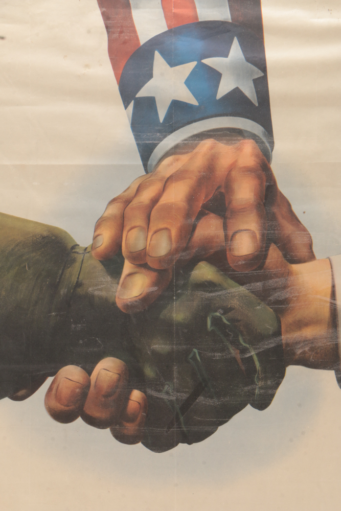 Original 1943 World War II Propaganda Poster "Together We Win"