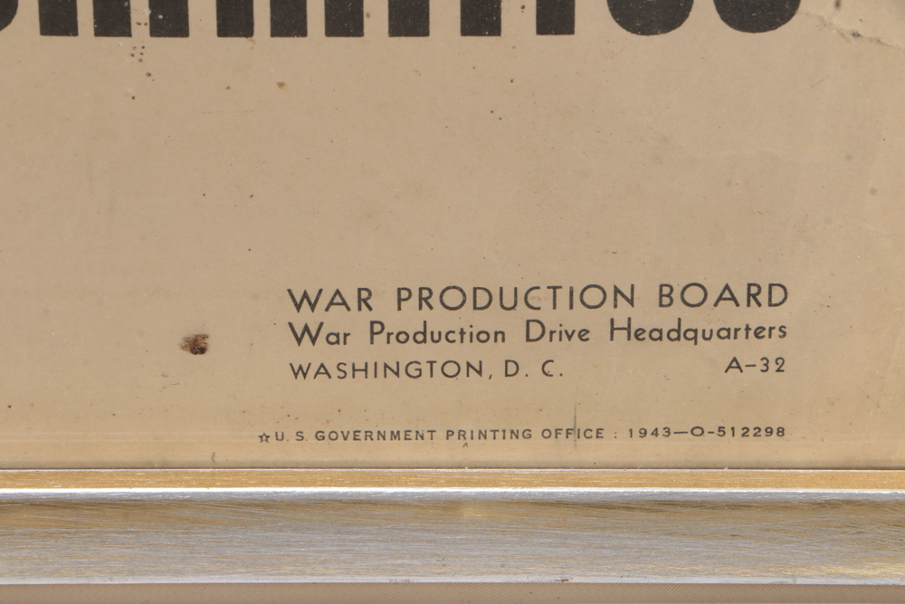 Original 1943 World War II Propaganda Poster "Together We Win"