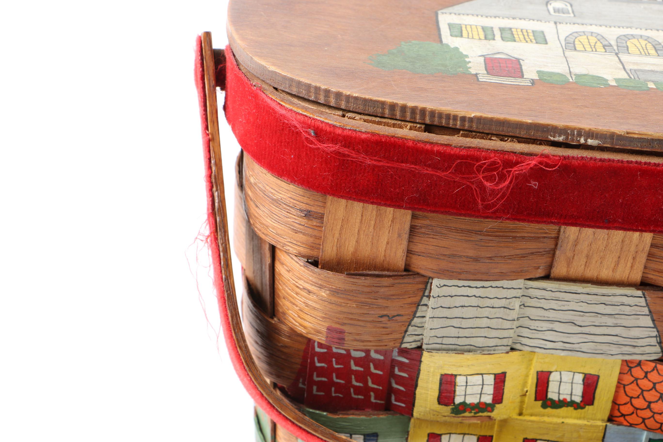 Vintage Hand-Painted Basket Bag