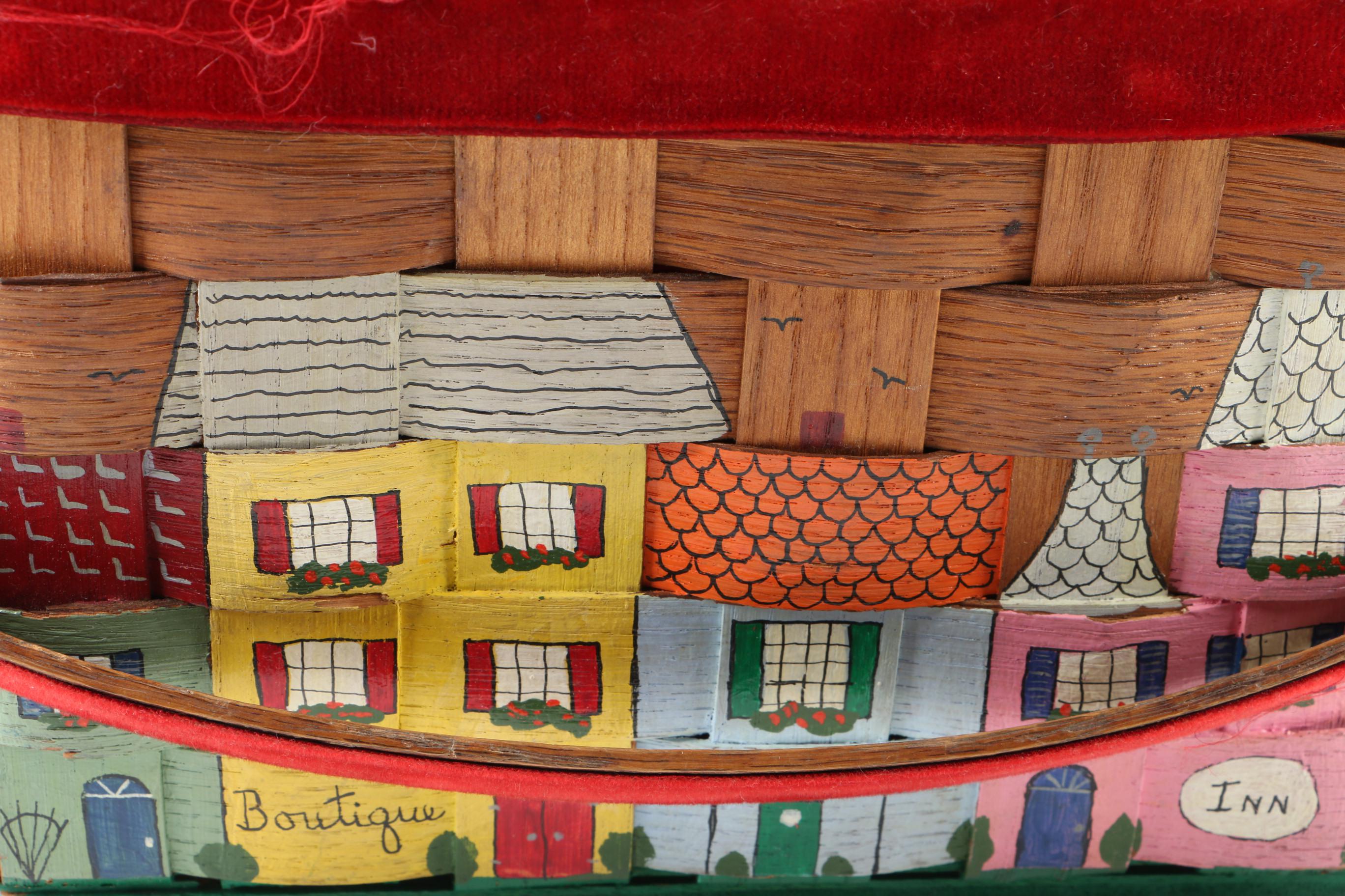 Vintage Hand-Painted Basket Bag