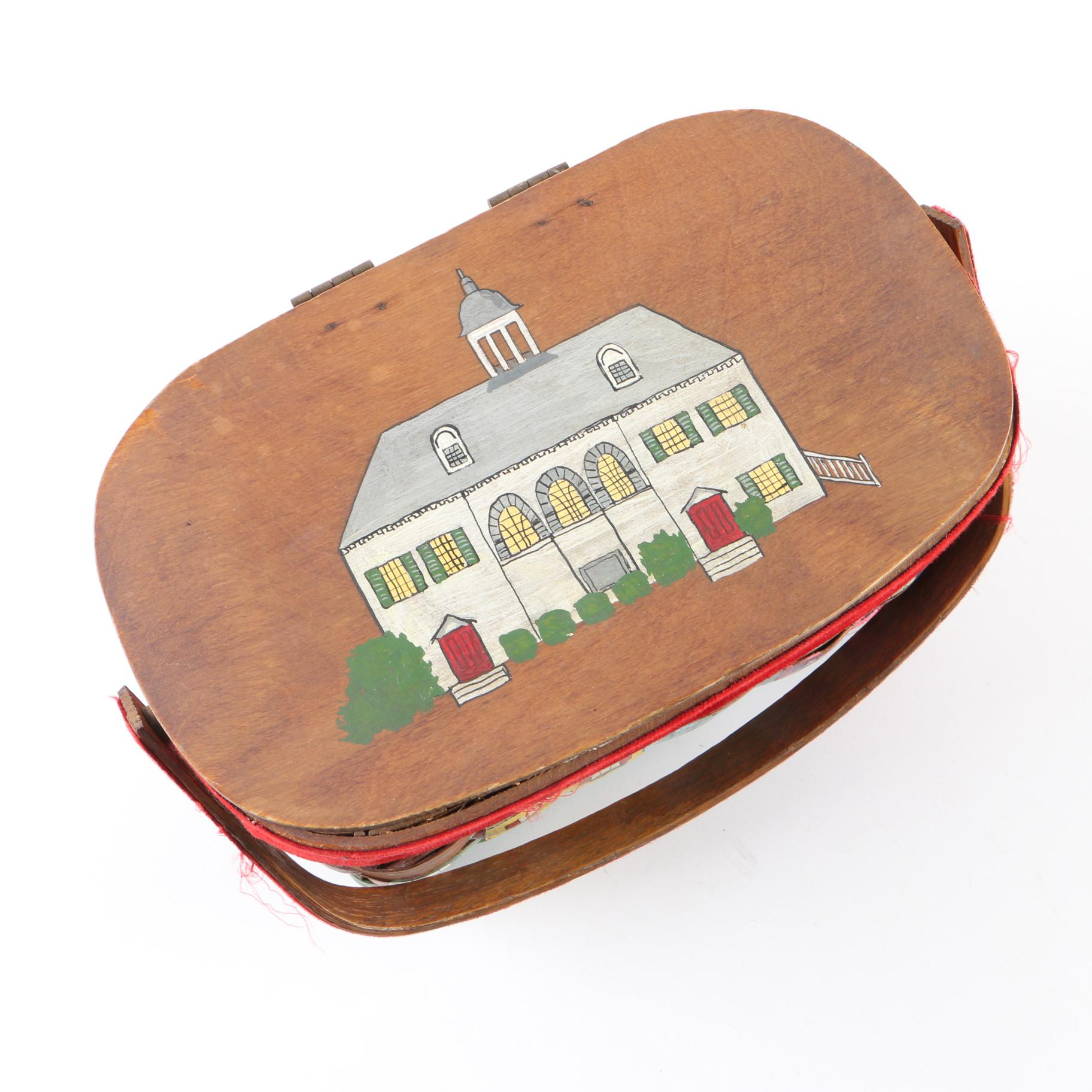 Vintage Hand-Painted Basket Bag