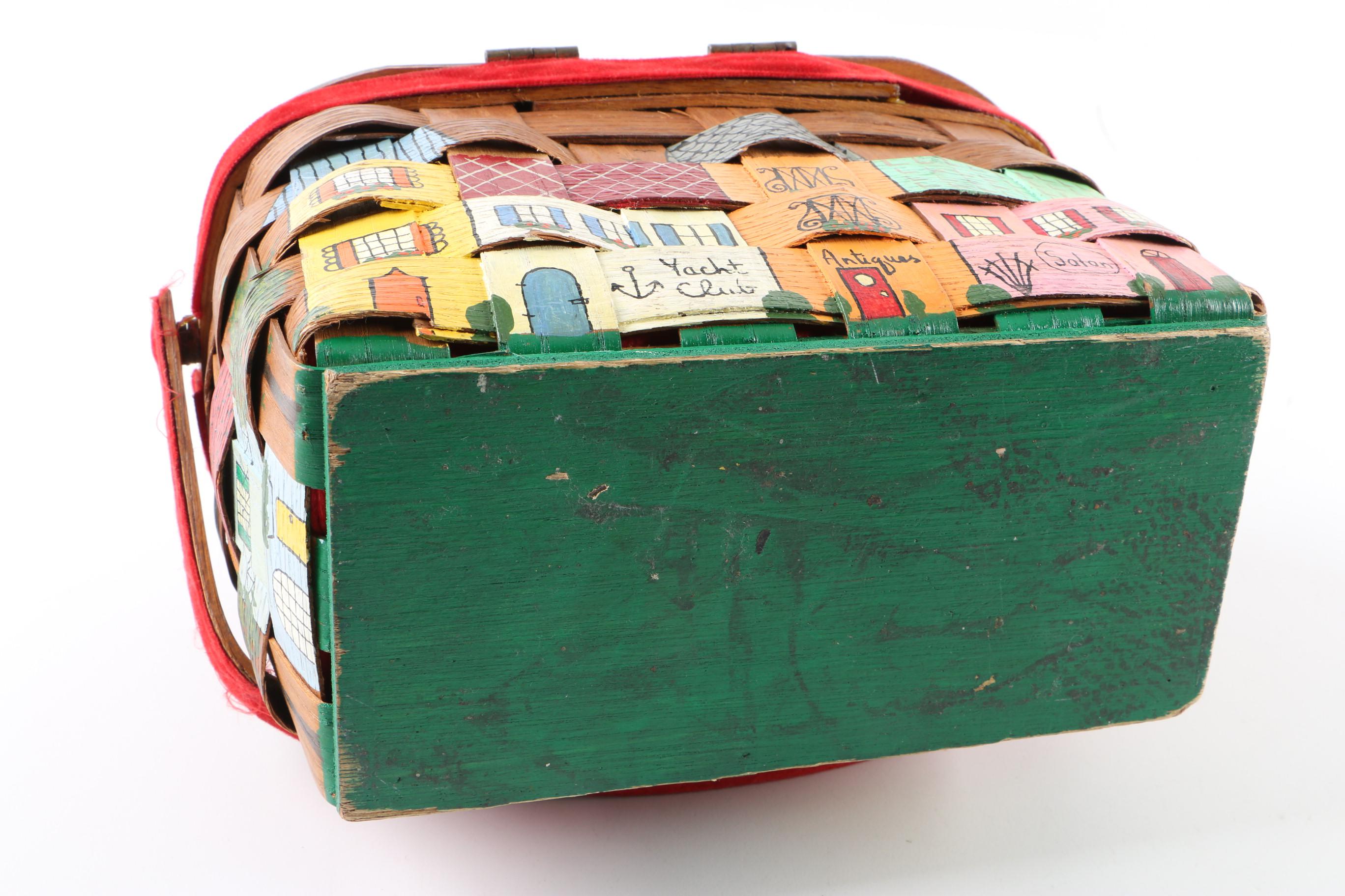 Vintage Hand-Painted Basket Bag