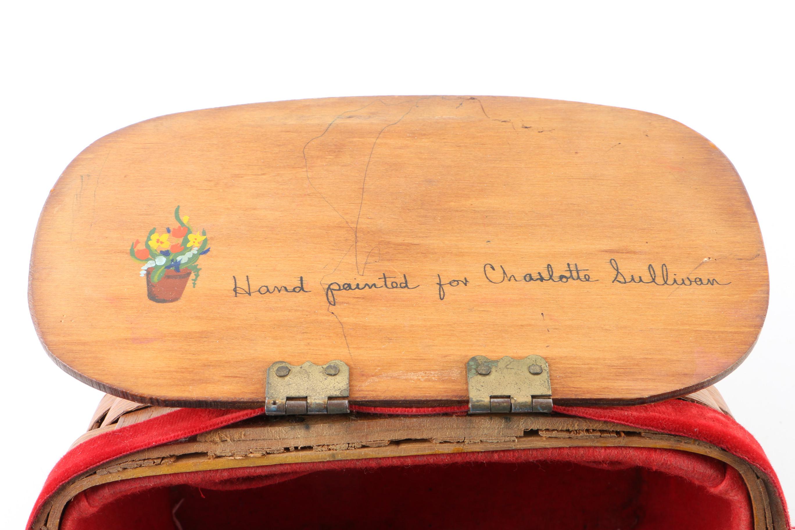 Vintage Hand-Painted Basket Bag