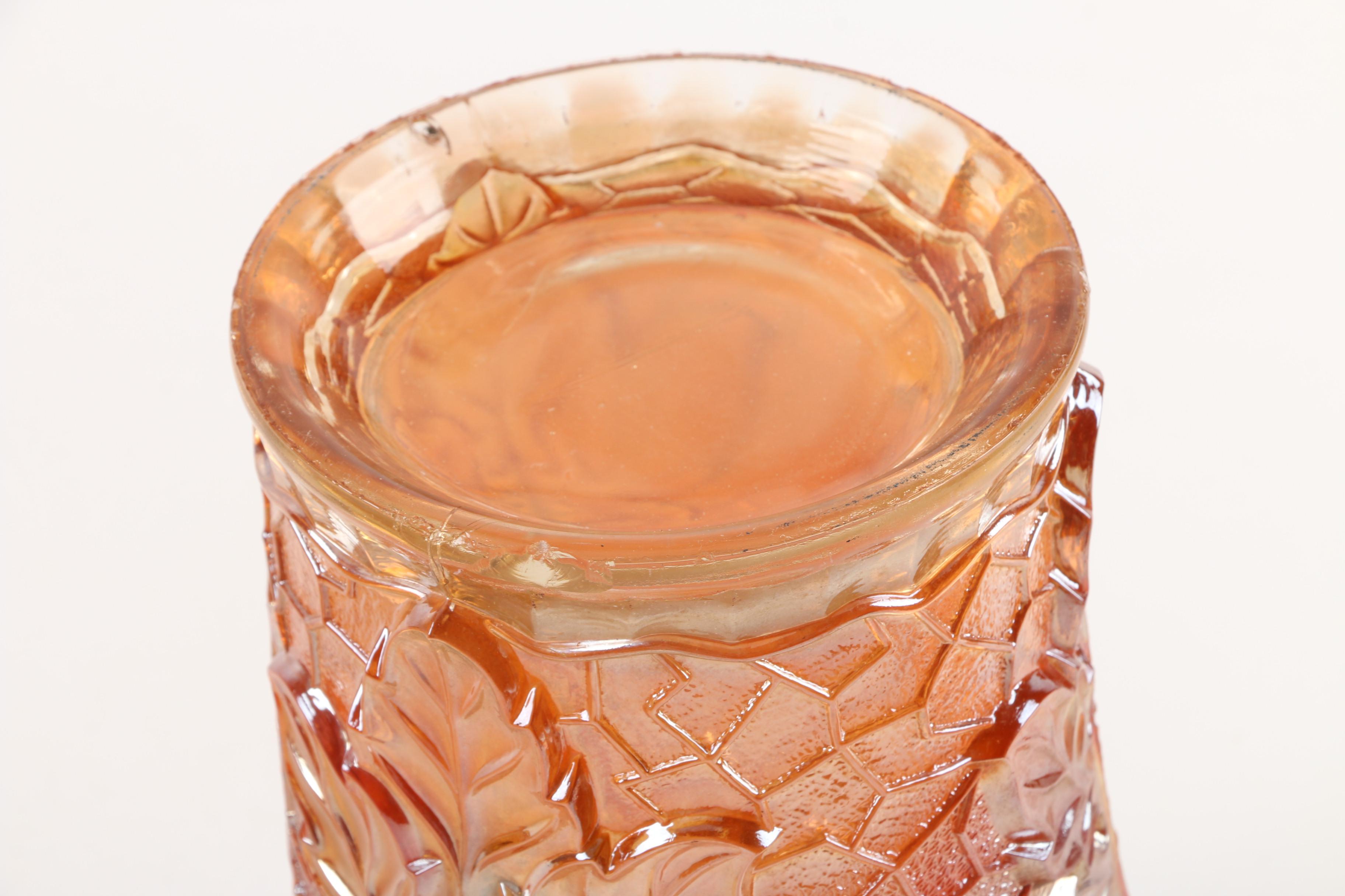 Fenton "Dragon and Lotus" Carnival Glass Bowl with Basket and Pitcher