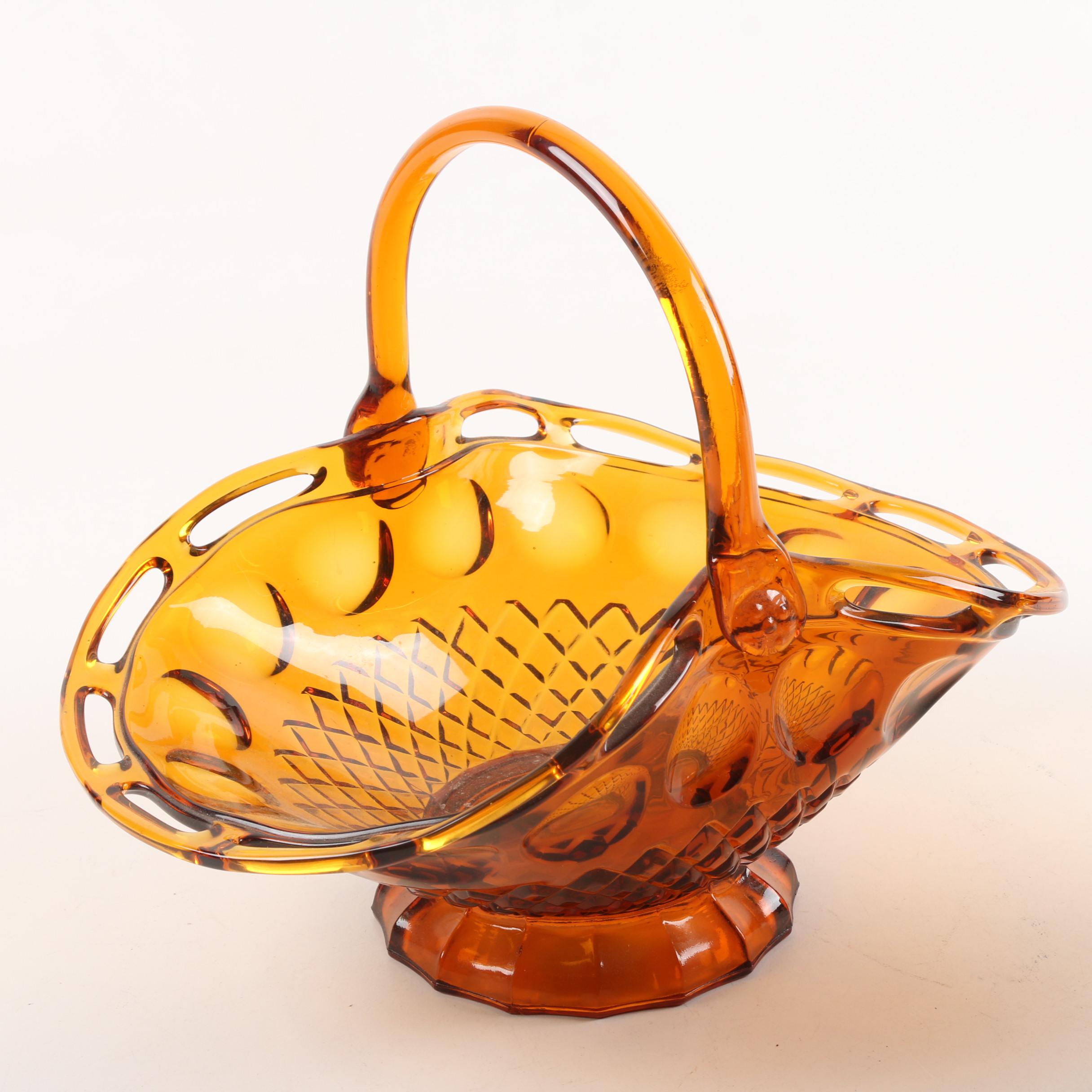 Fenton "Dragon and Lotus" Carnival Glass Bowl with Basket and Pitcher