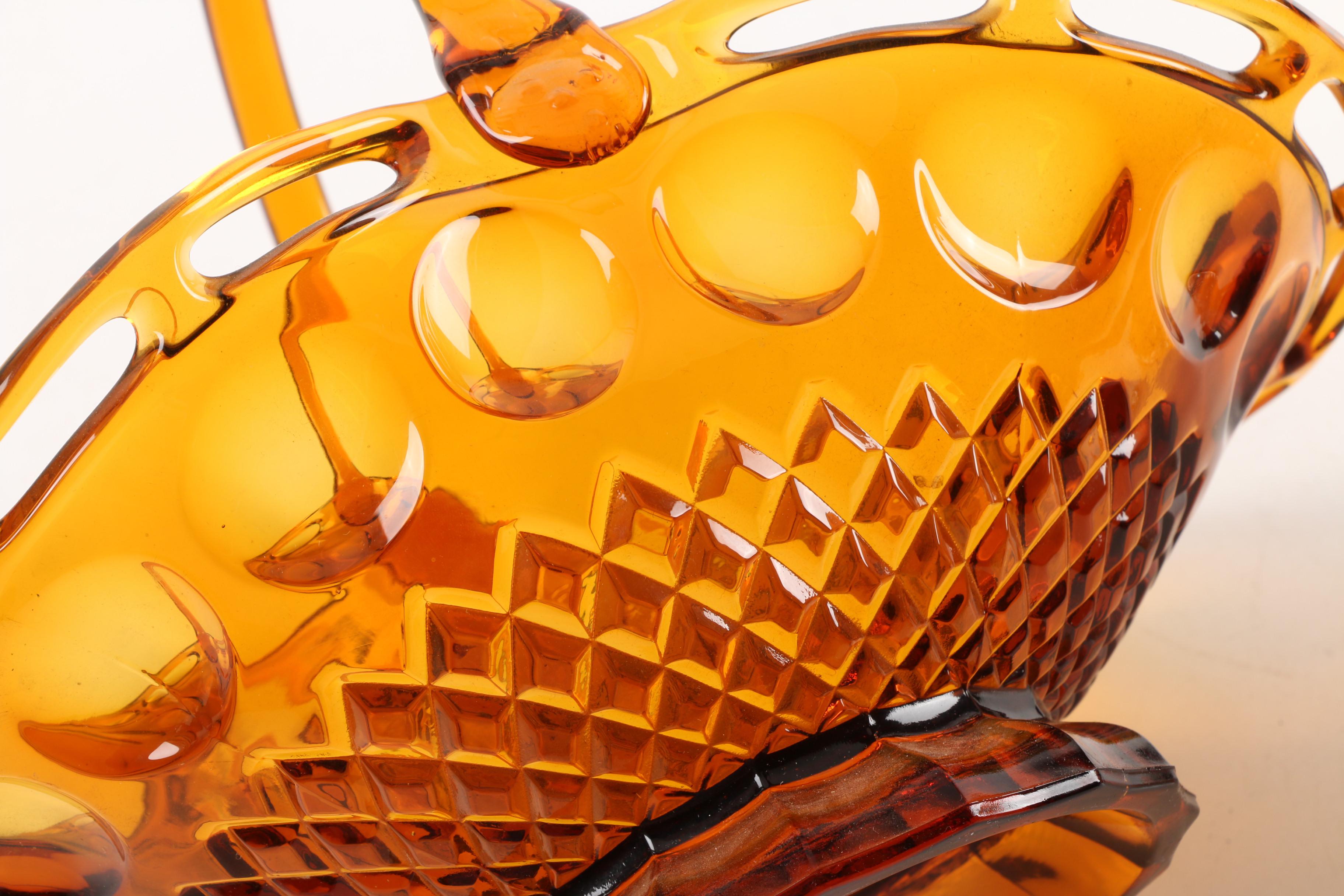 Fenton "Dragon and Lotus" Carnival Glass Bowl with Basket and Pitcher