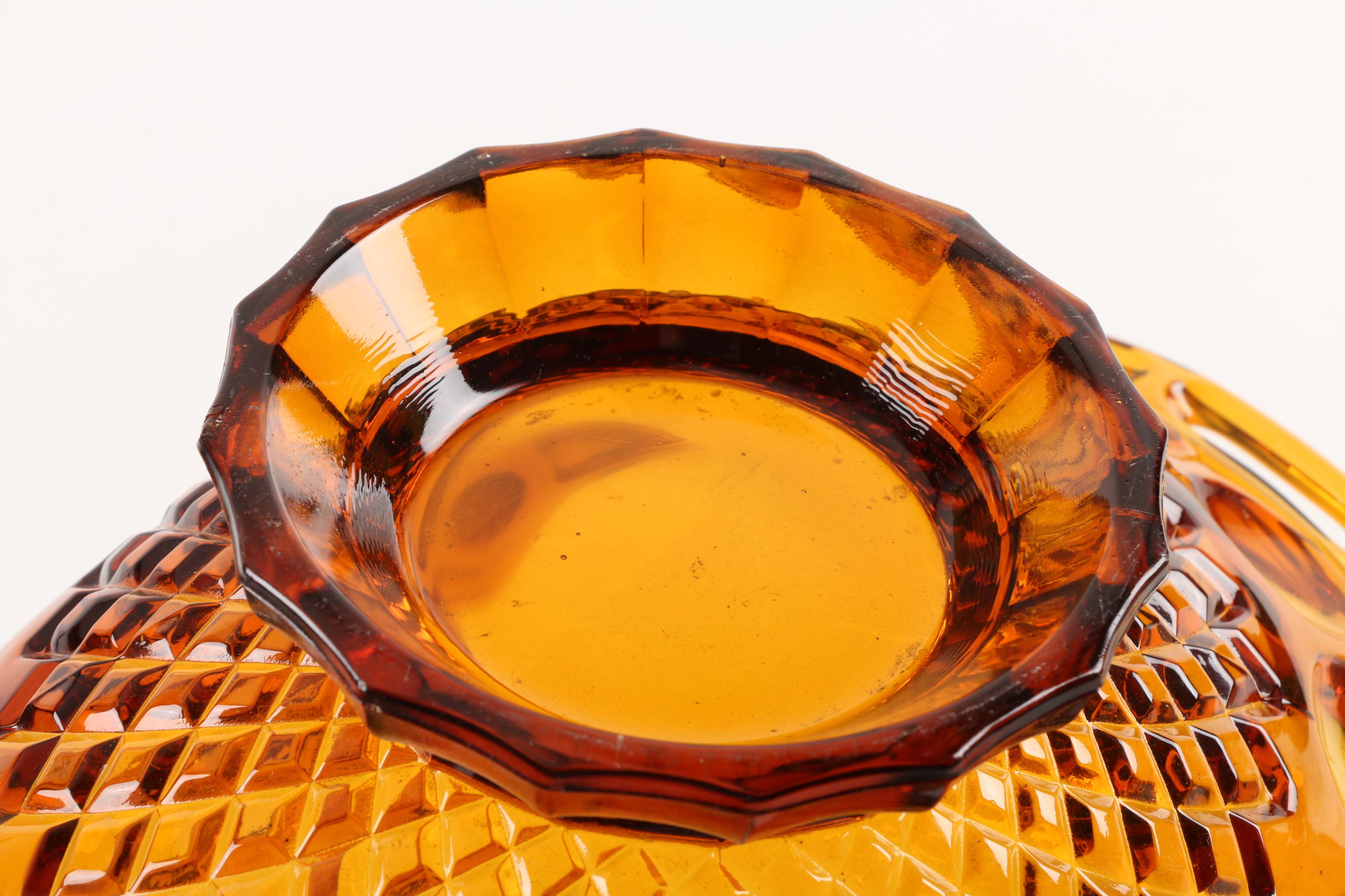 Fenton "Dragon and Lotus" Carnival Glass Bowl with Basket and Pitcher