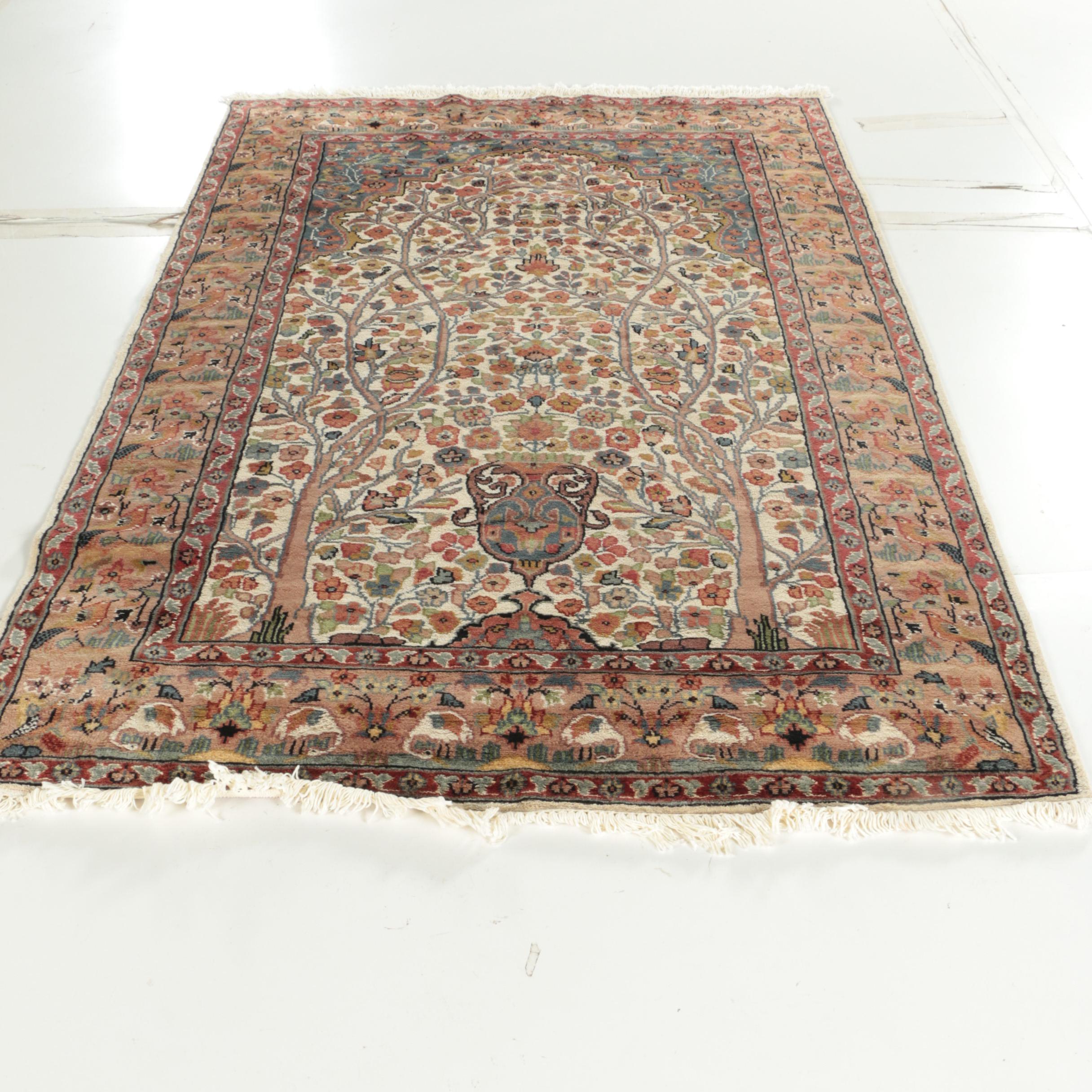 Hand-Knotted Persian "Vase" Wool And Silk Prayer Rug