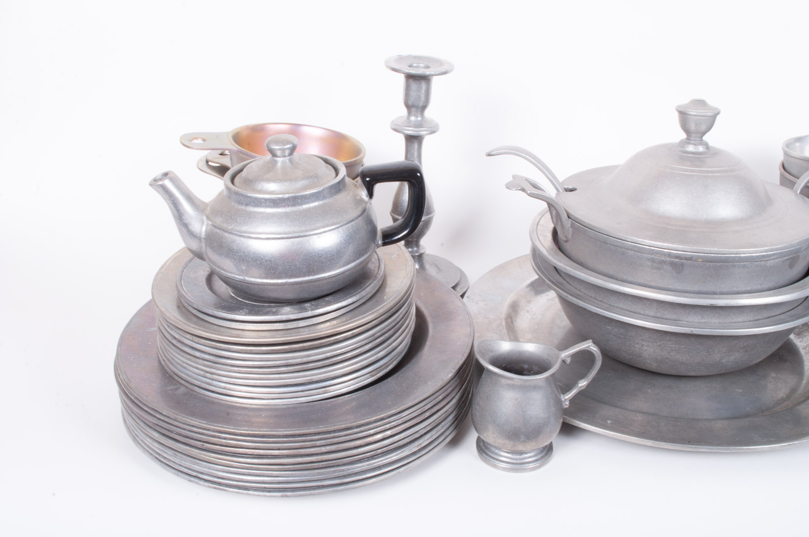 Set of Wilton Armetale "Plough Tavern" Pewter Dinnerware and Serveware