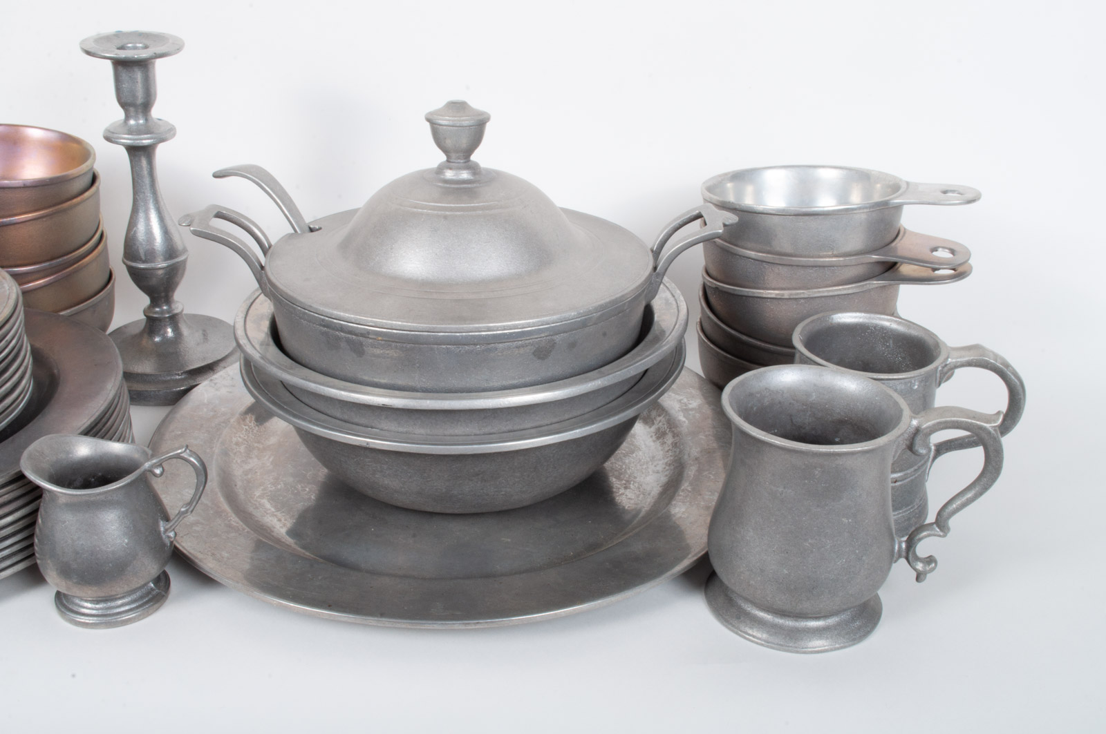 Set of Wilton Armetale "Plough Tavern" Pewter Dinnerware and Serveware