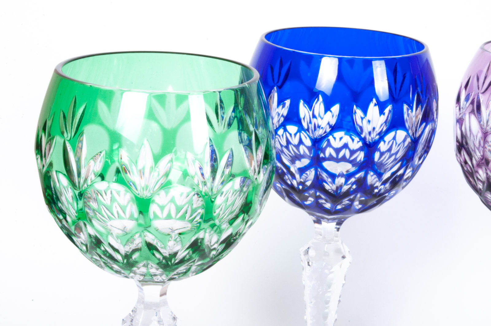 Set of Godinger "Dynasty" Cased Cut to Clear Crystal Hock Wine Glasses