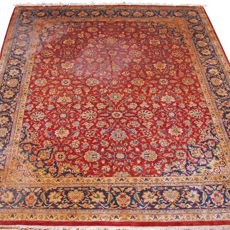 Hand-Knotted Pakistani Kashmiri Wool Area Rug