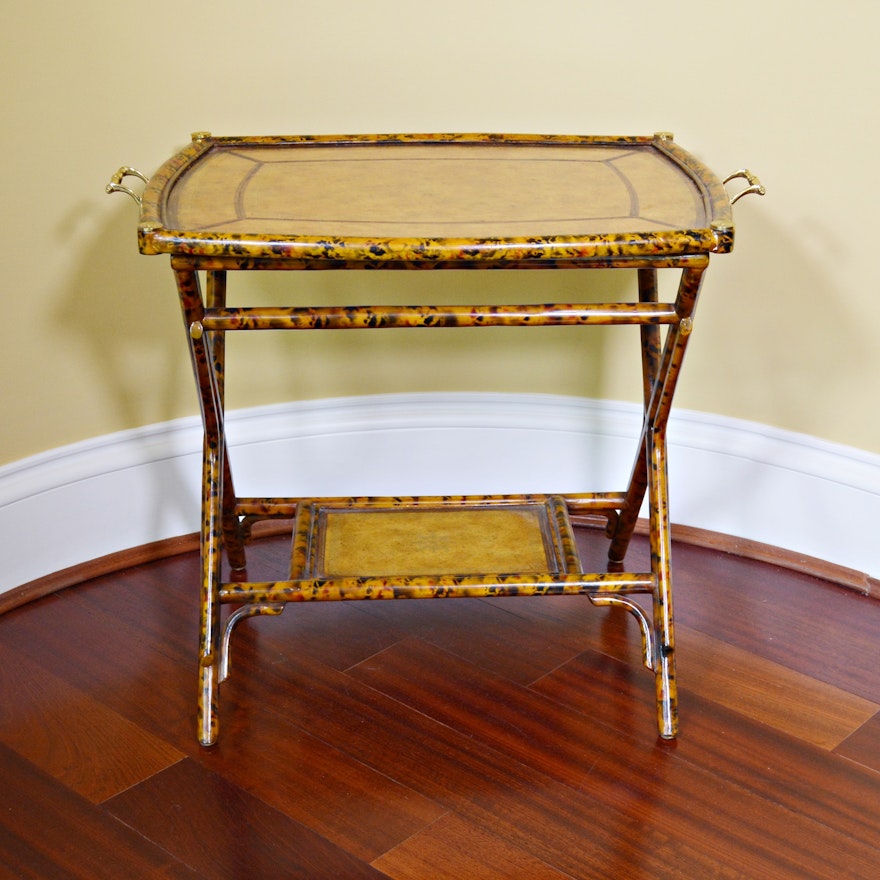 Maitland-Smith Bamboo and Leather Tray Table