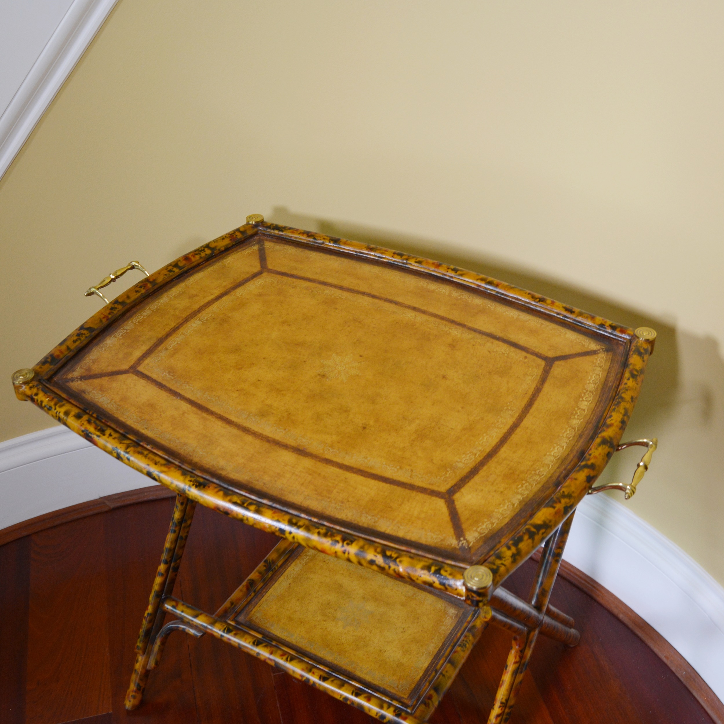 Maitland-Smith Bamboo and Leather Tray Table