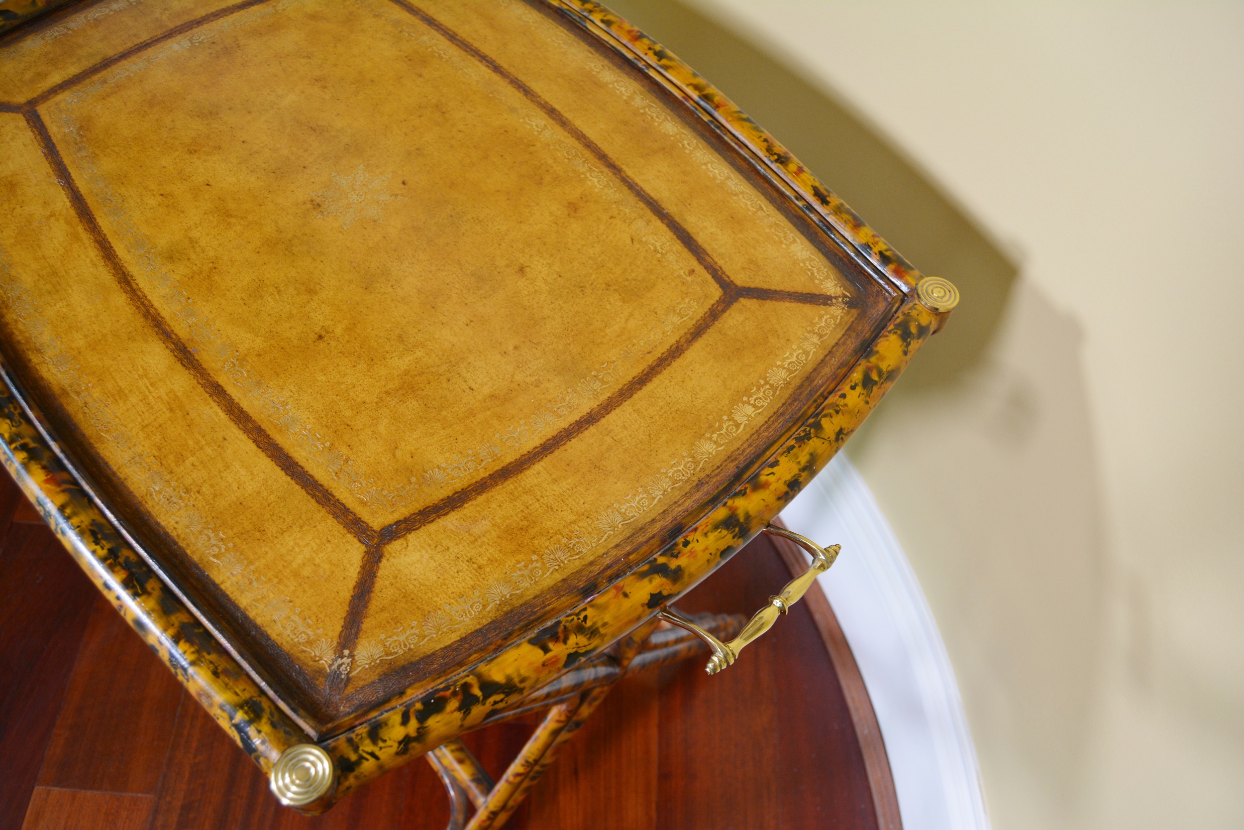 Maitland-Smith Bamboo and Leather Tray Table