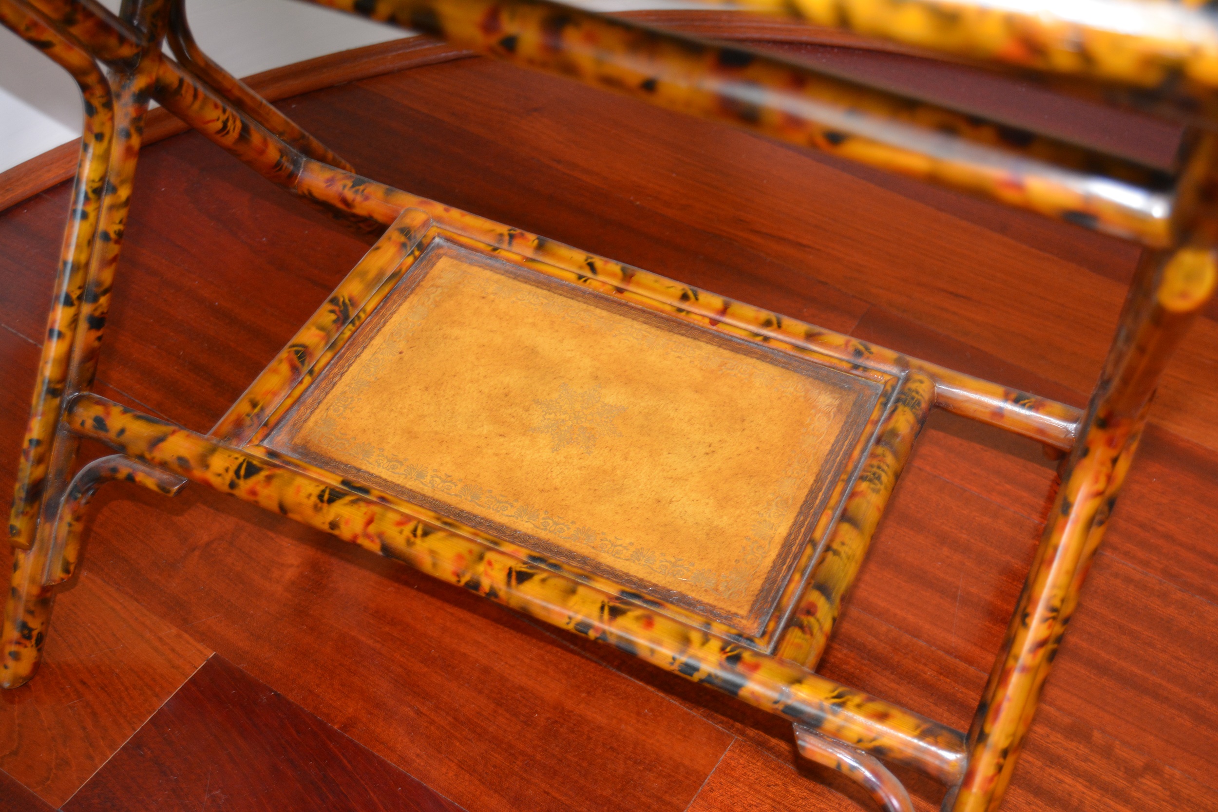 Maitland-Smith Bamboo and Leather Tray Table